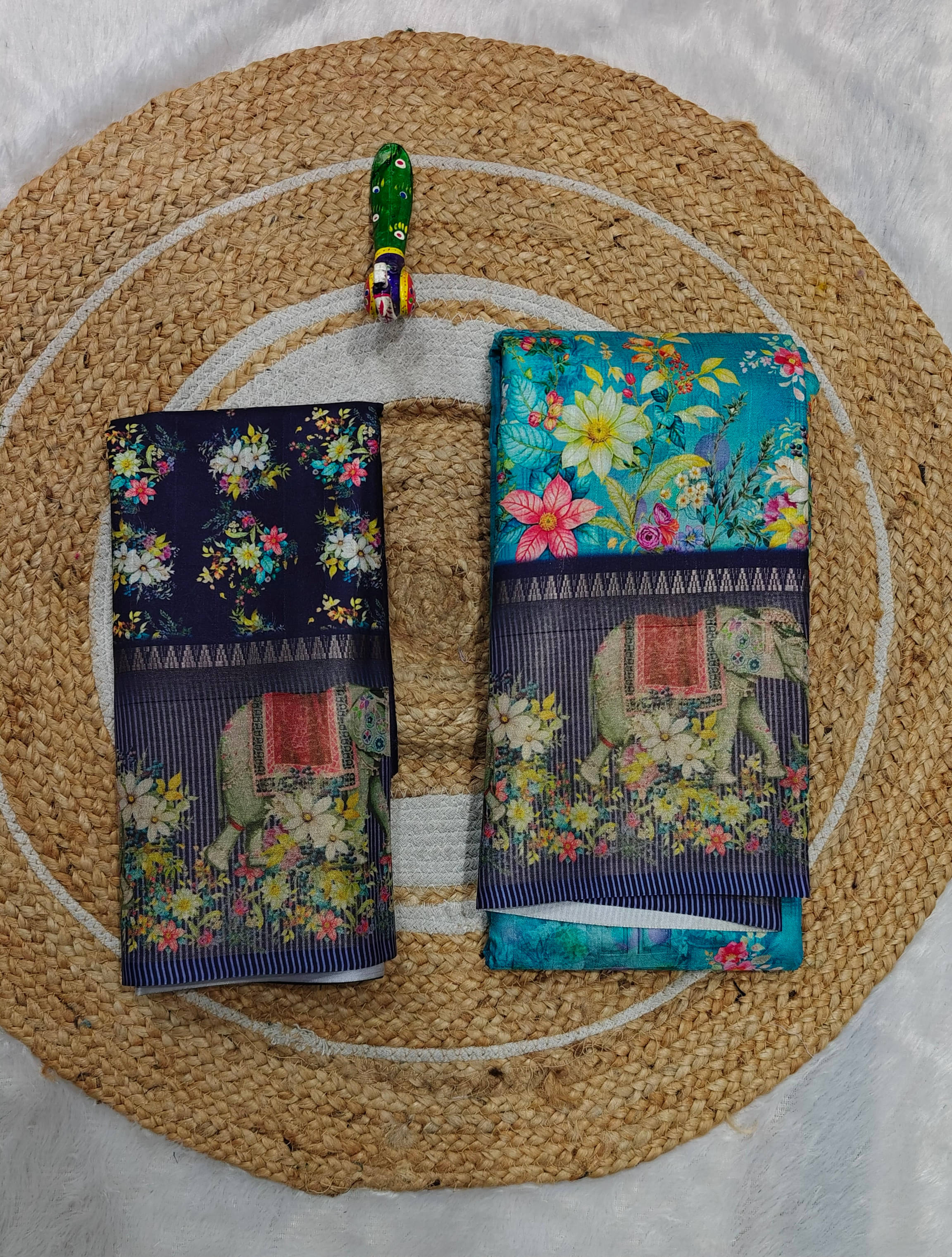 SHIRODHARI Silk Blend Printed Sambalpuri Saree With Unstitched Blouse Piece ( Blue ) SHIRODHARI Silk Blend Printed Sambalpuri Saree With Unstitched Blouse Piece ( Blue )