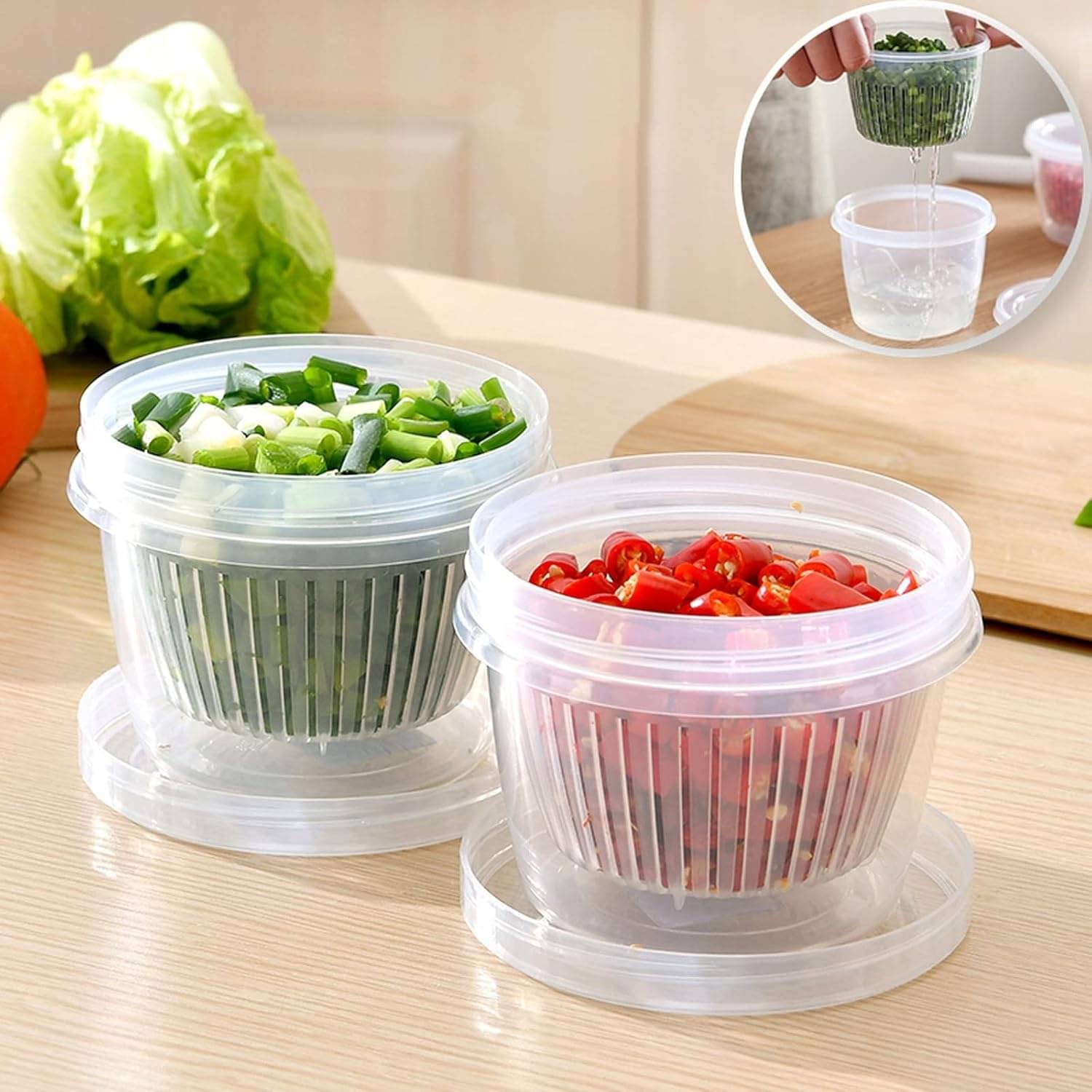     			Skindora Plastic Assorted Food Container ( Set of 2 )
