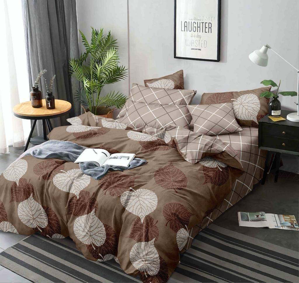     			Sky Tex Poly Cotton 1 Double Bedsheet with 2 Pillow Covers ( Brown )
