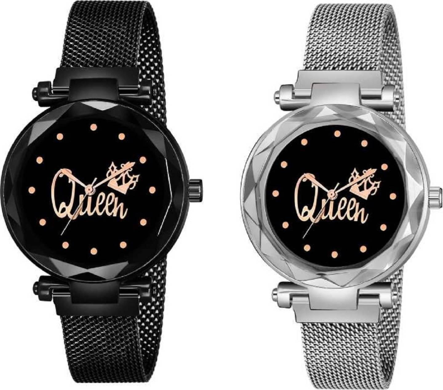     			TERIZLA Black Fabric Analog Womens Watch