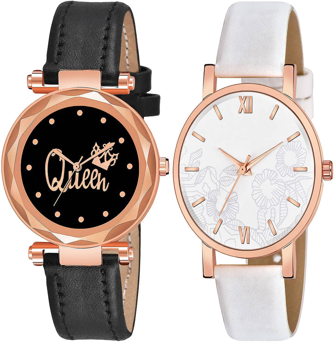     			TERIZLA Black PU Analog Womens Watch