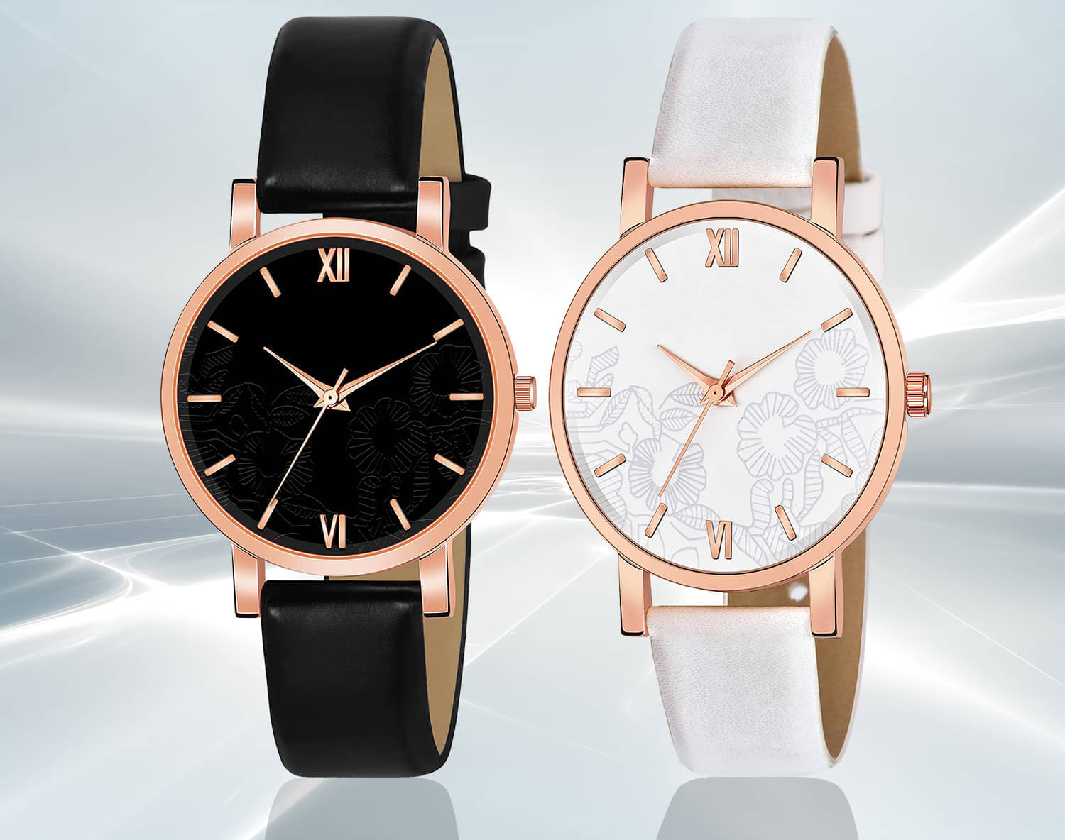     			TERIZLA Black PU Analog Womens Watch
