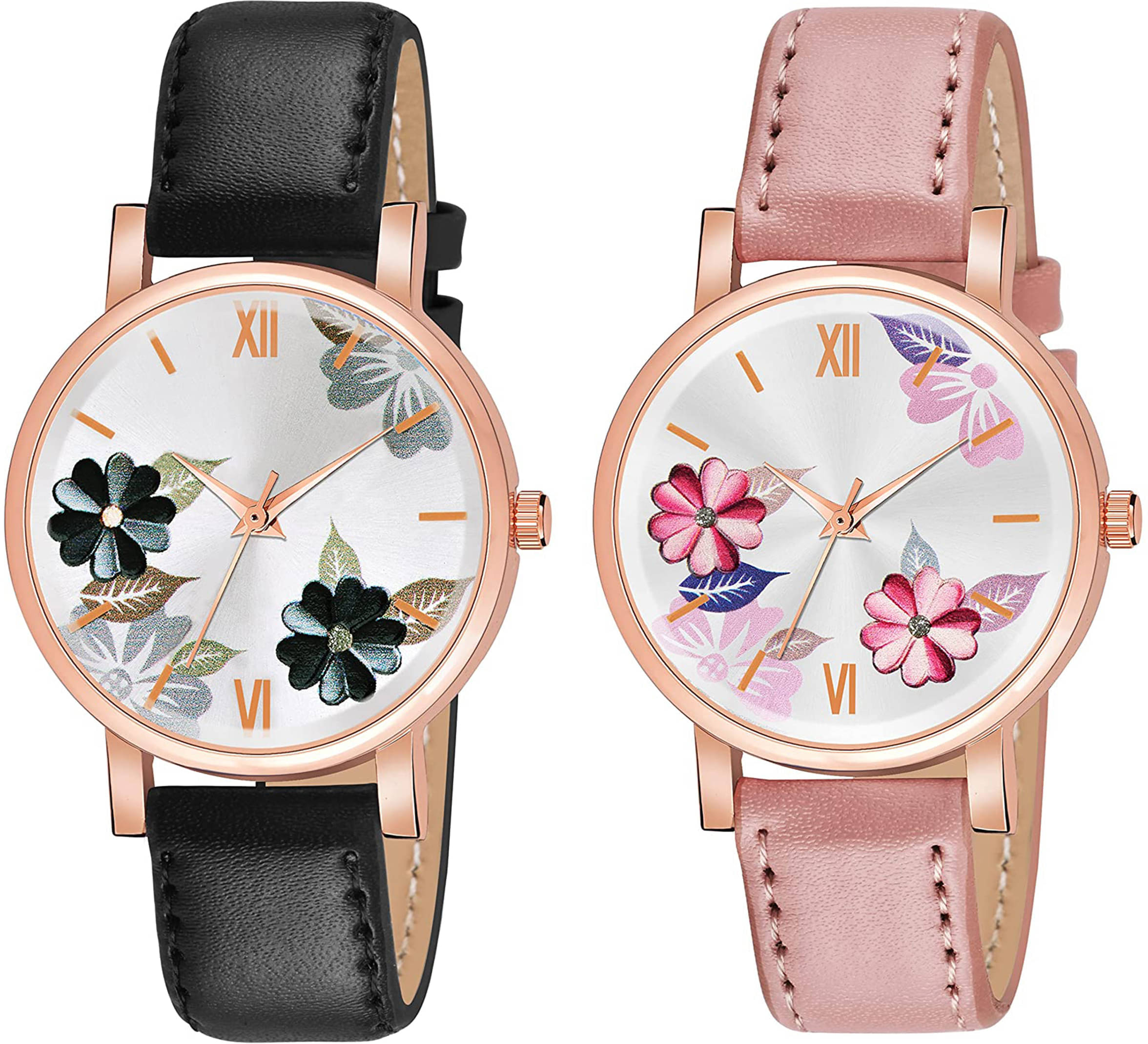     			TERIZLA Black PU Analog Womens Watch