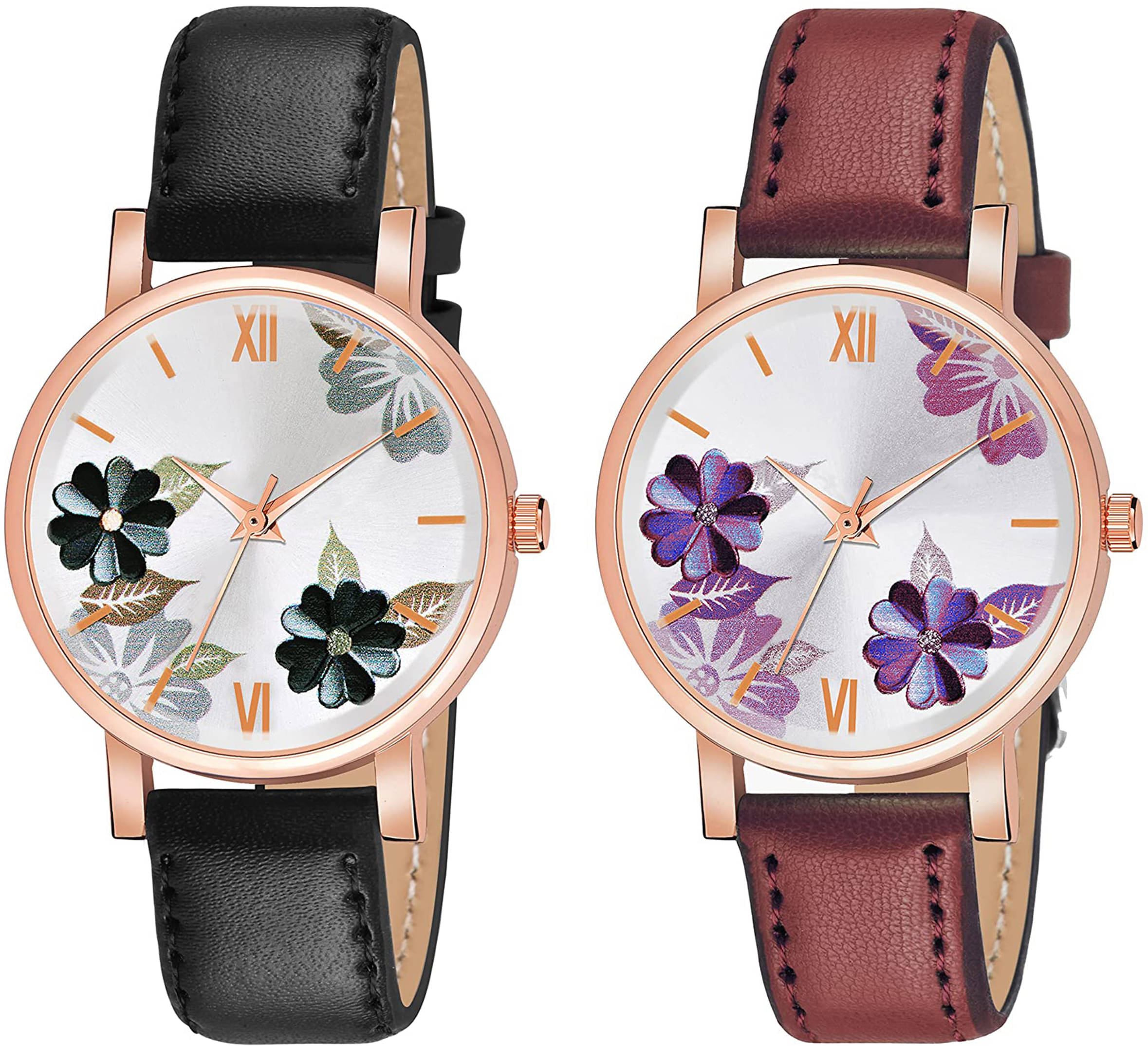     			TERIZLA Black PU Analog Womens Watch