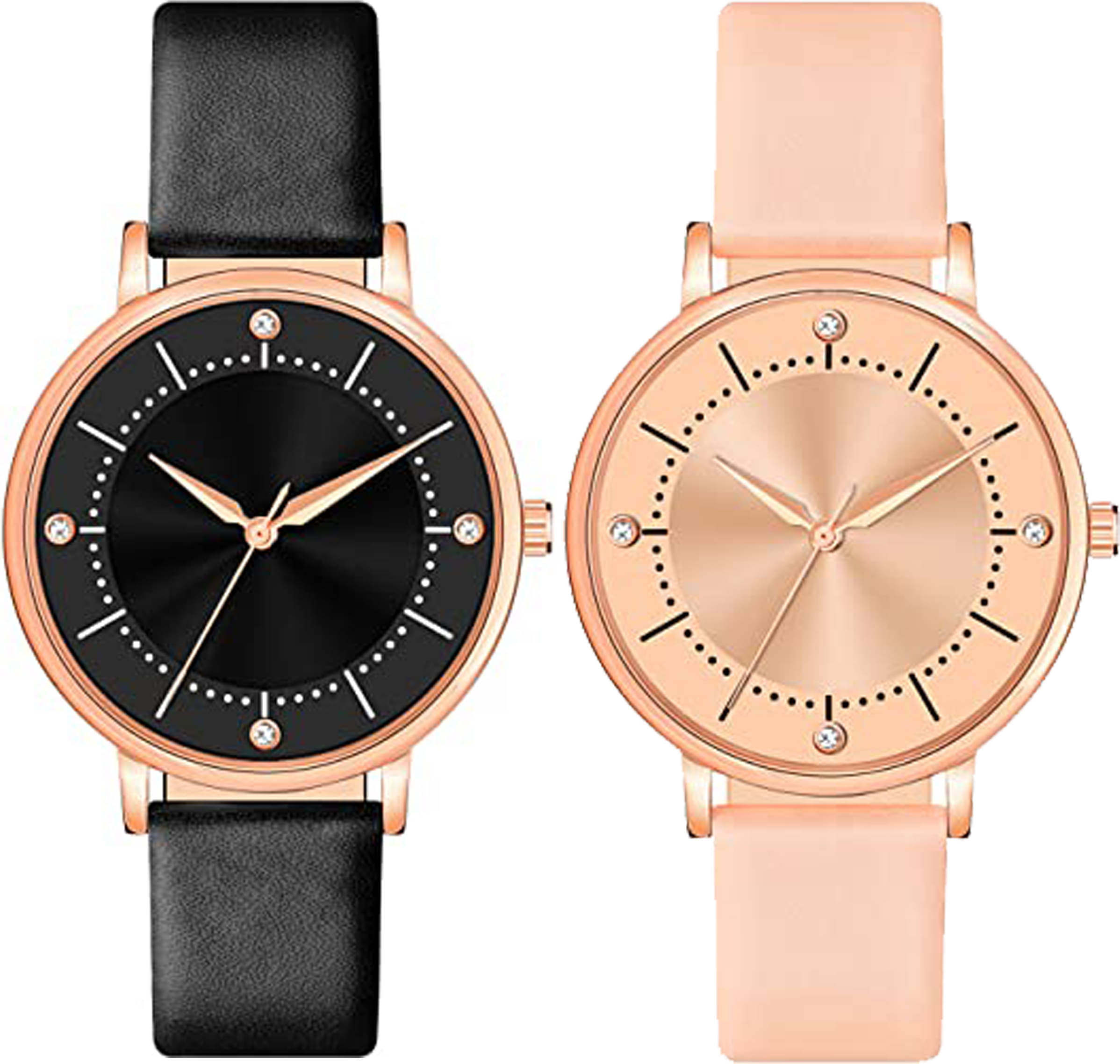     			TERIZLA Black PU Analog Womens Watch