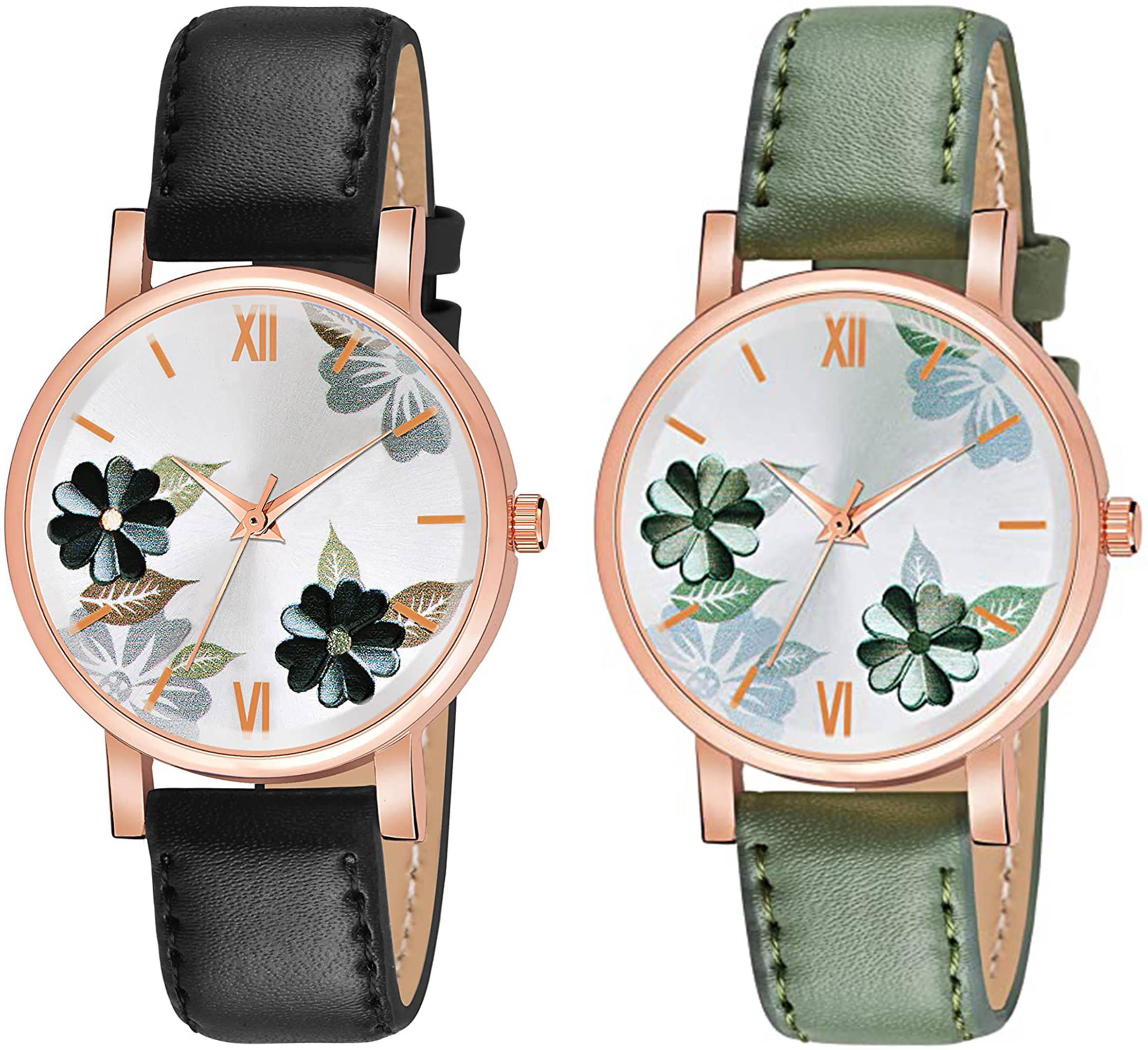     			TERIZLA Black PU Analog Womens Watch