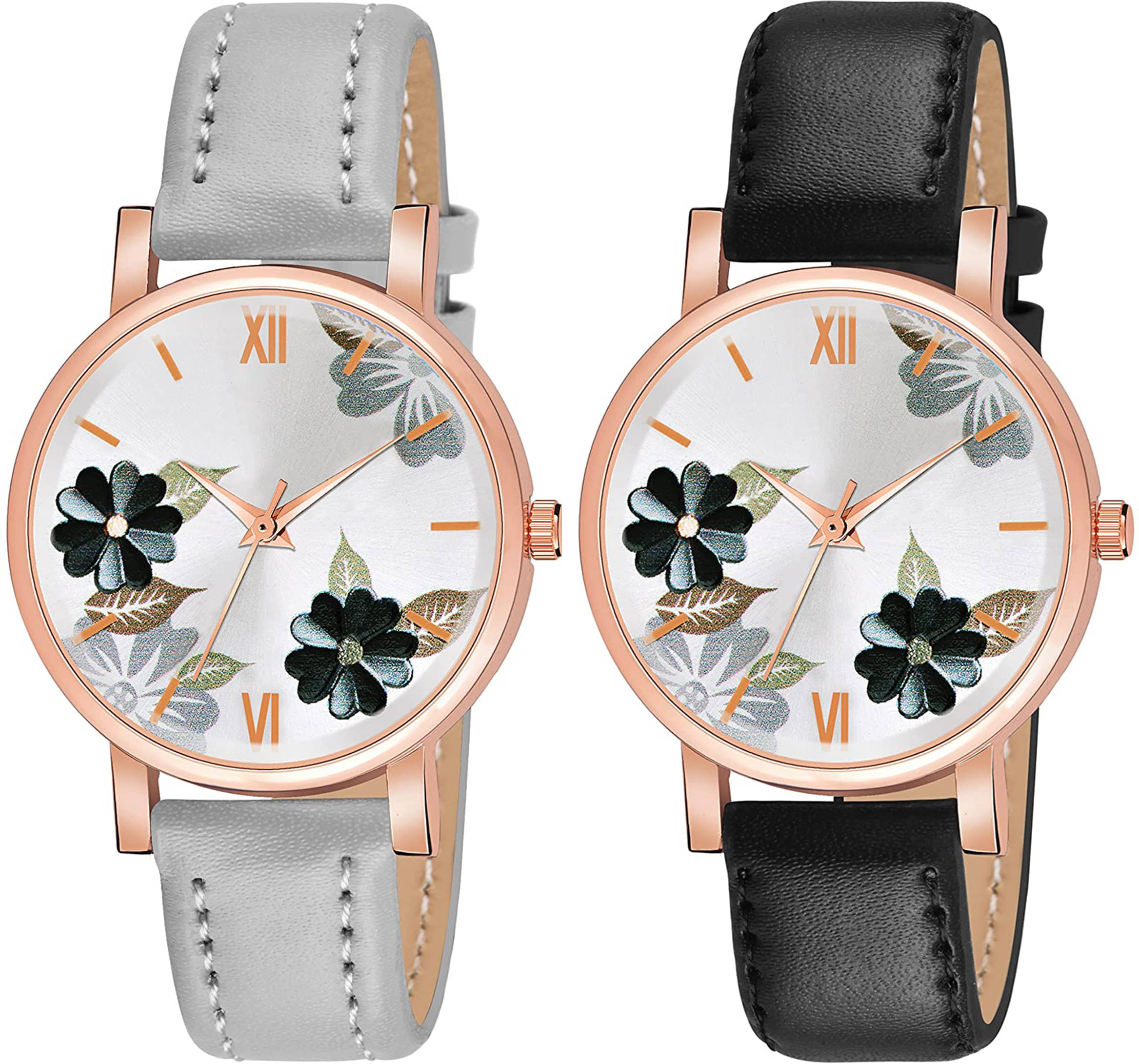     			TERIZLA Black PU Analog Womens Watch