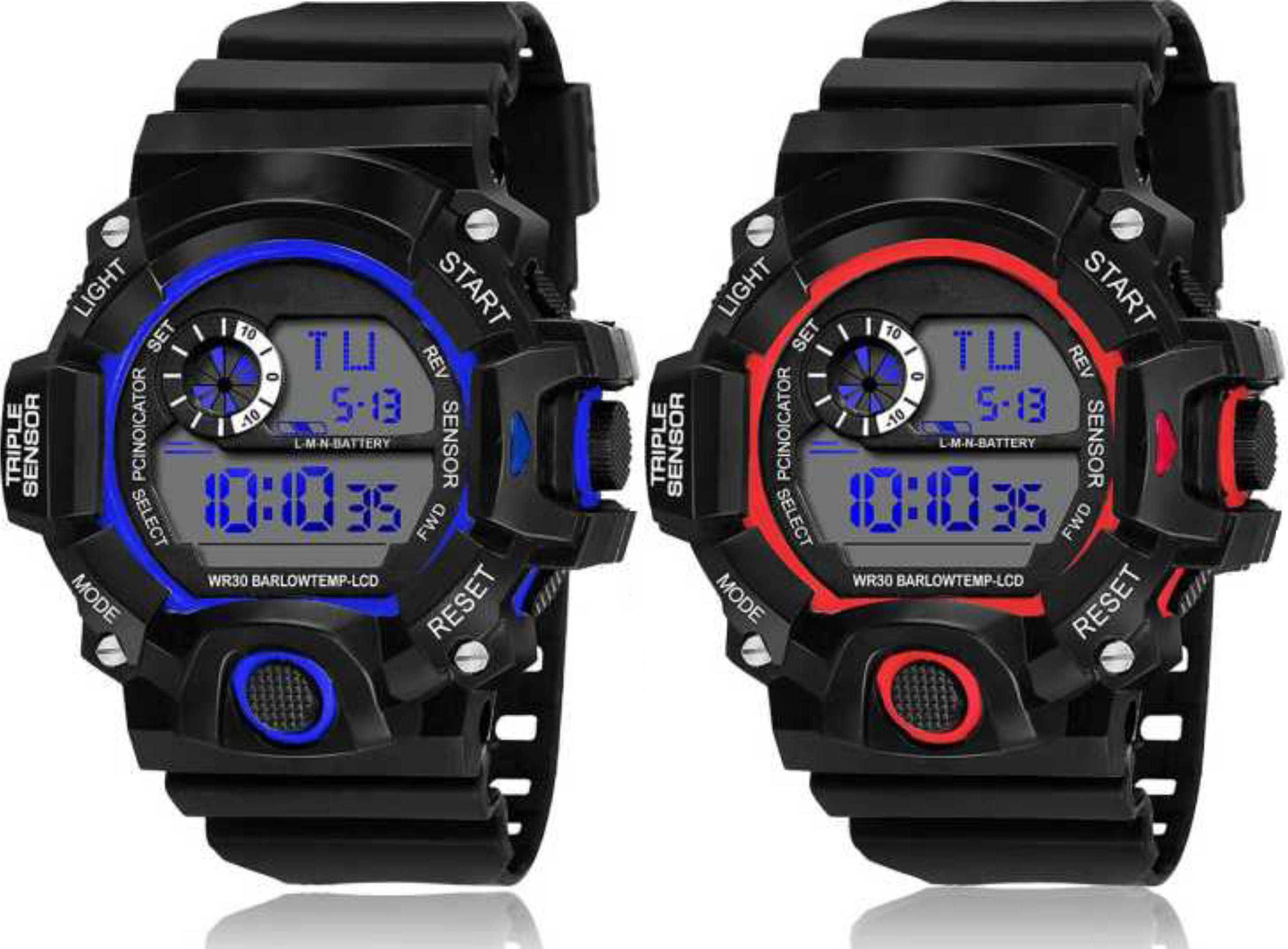     			TERIZLA Black Silicon Analog-Digital Men's Watch