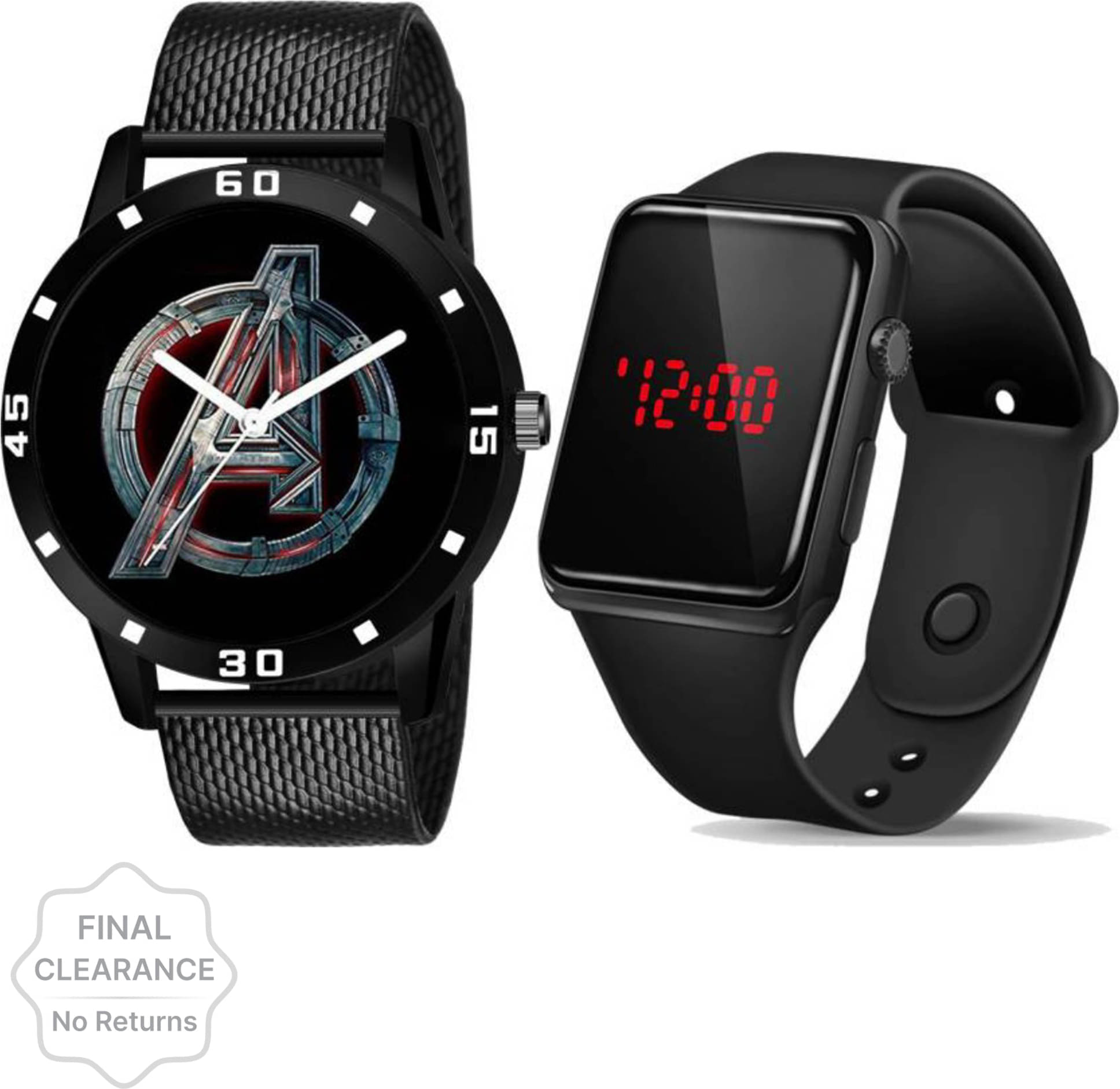     			TERIZLA Black Silicon Analog-Digital Men's Watch