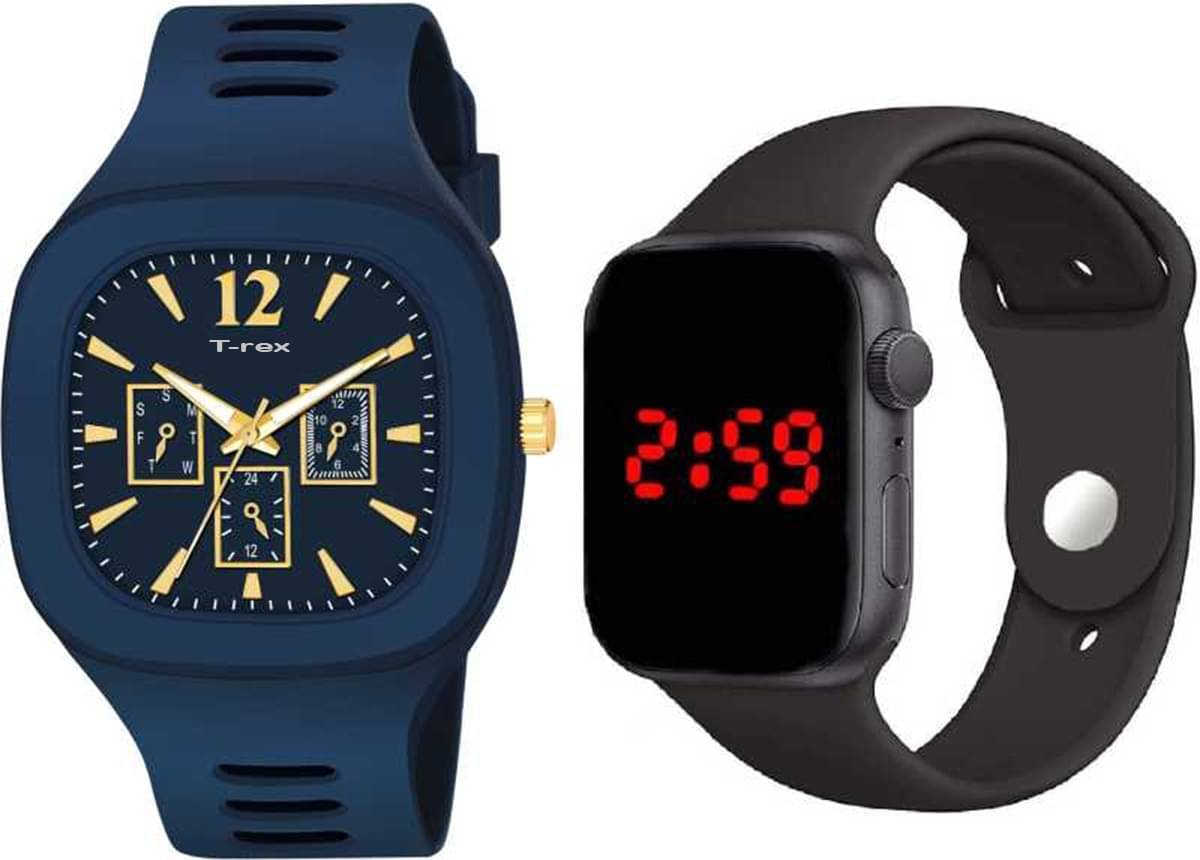     			TERIZLA Black Silicon Analog-Digital Men's Watch