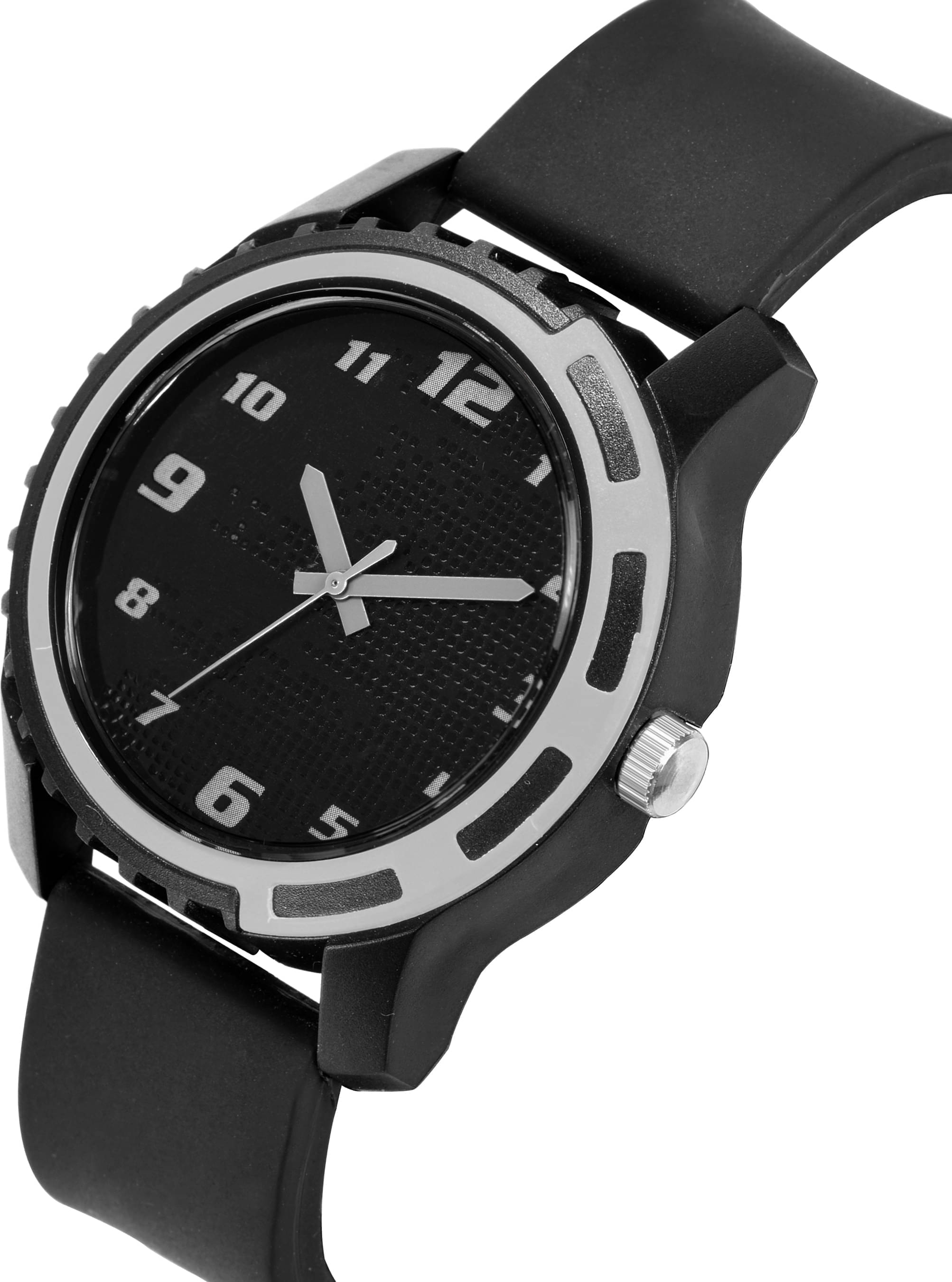     			TERIZLA Black Silicon Analog Men's Watch