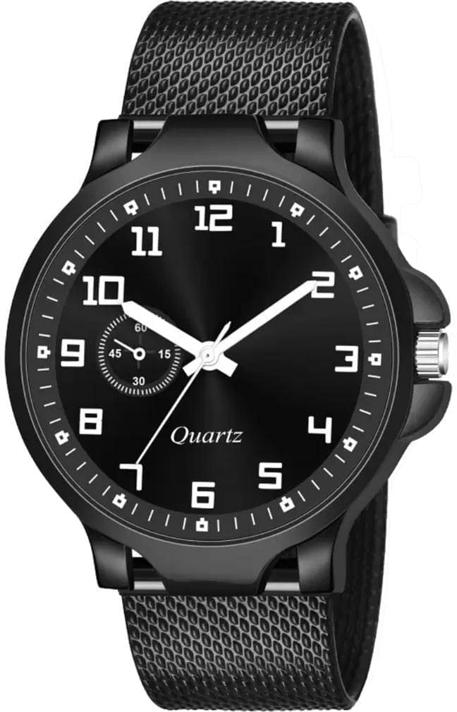     			TERIZLA Black Silicon Analog Men's Watch
