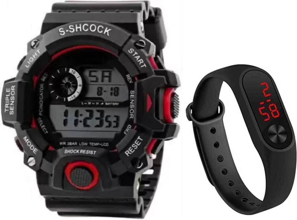     			TERIZLA Black Silicon Digital Men's Watch