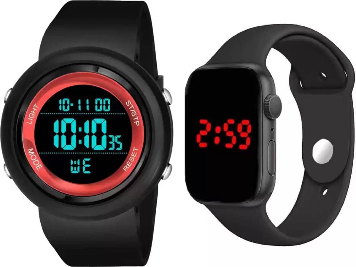     			TERIZLA Black Silicon Digital Men's Watch
