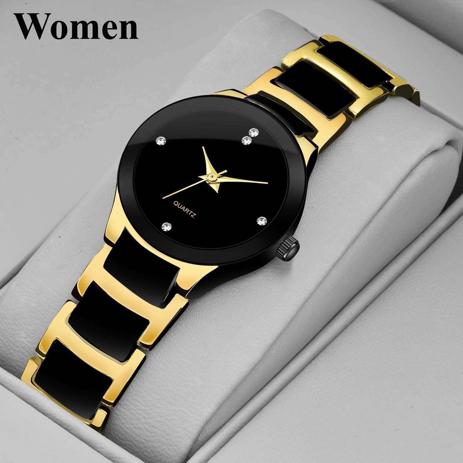     			TERIZLA Black Stainless Steel Analog Womens Watch