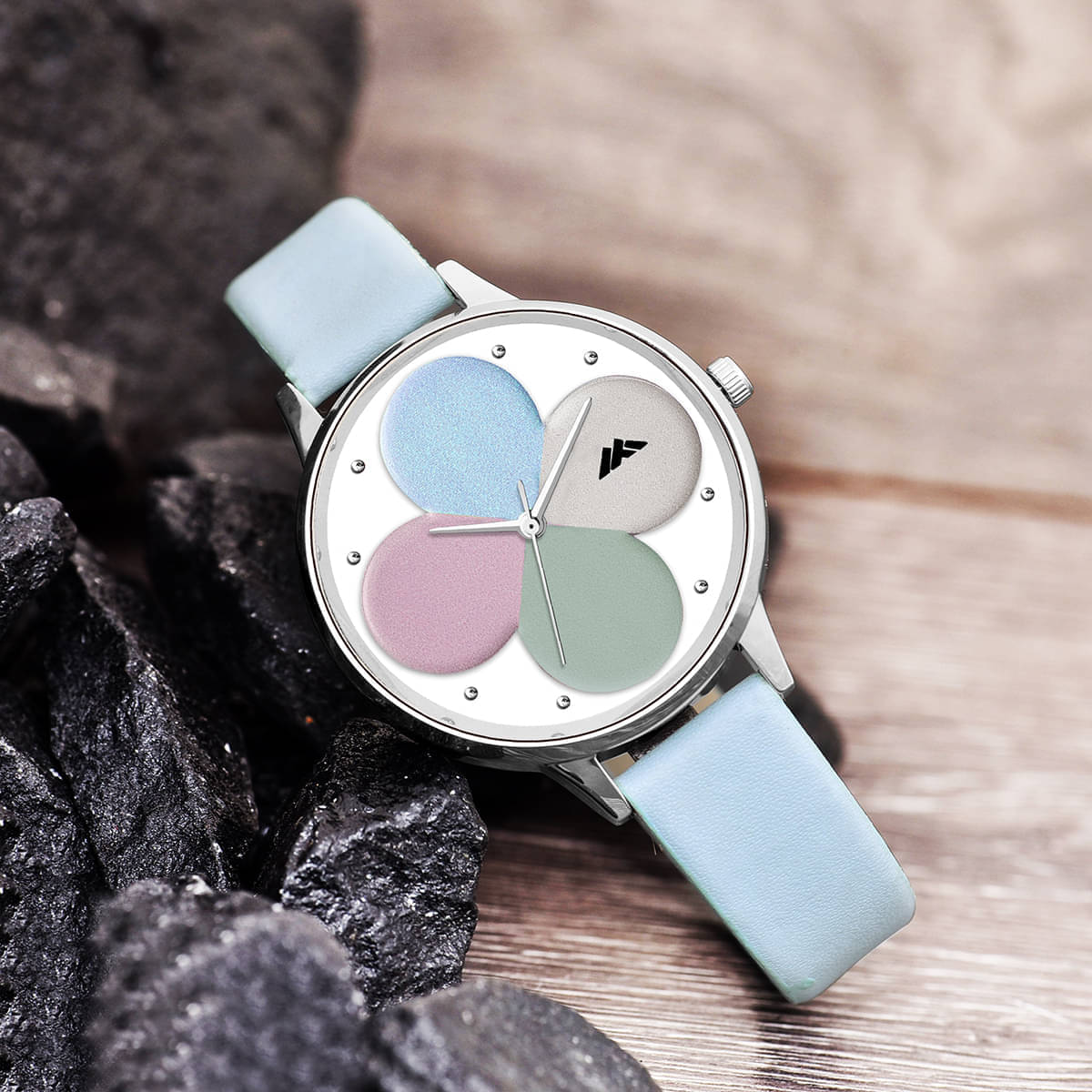     			TERIZLA Blue PU Analog Womens Watch