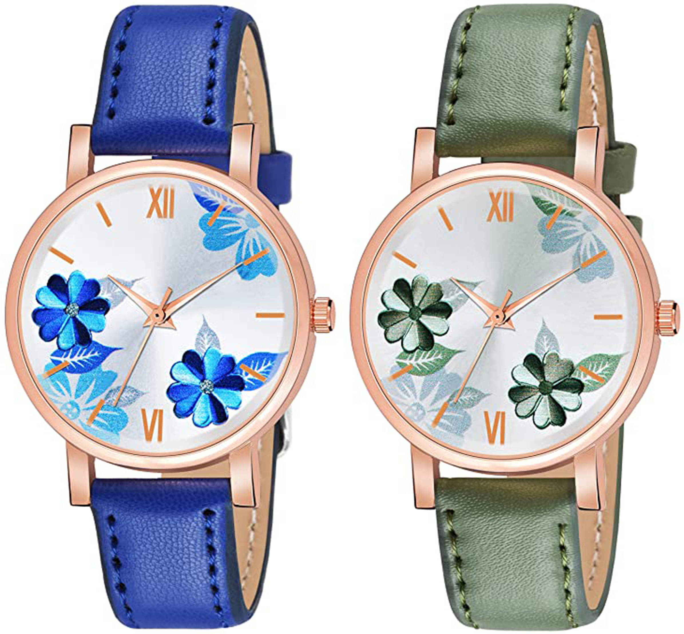     			TERIZLA Blue PU Analog Womens Watch