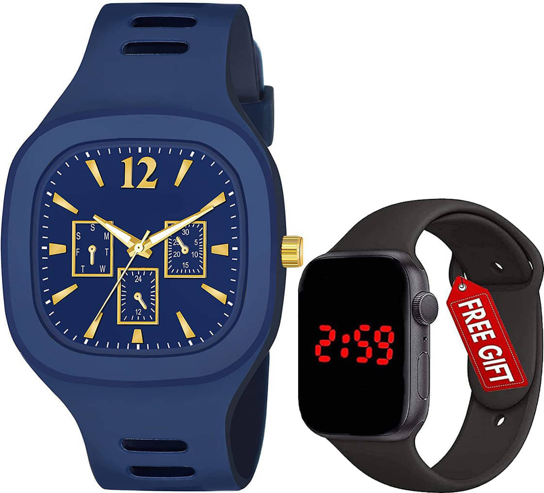     			TERIZLA Blue Silicon Analog Men's Watch