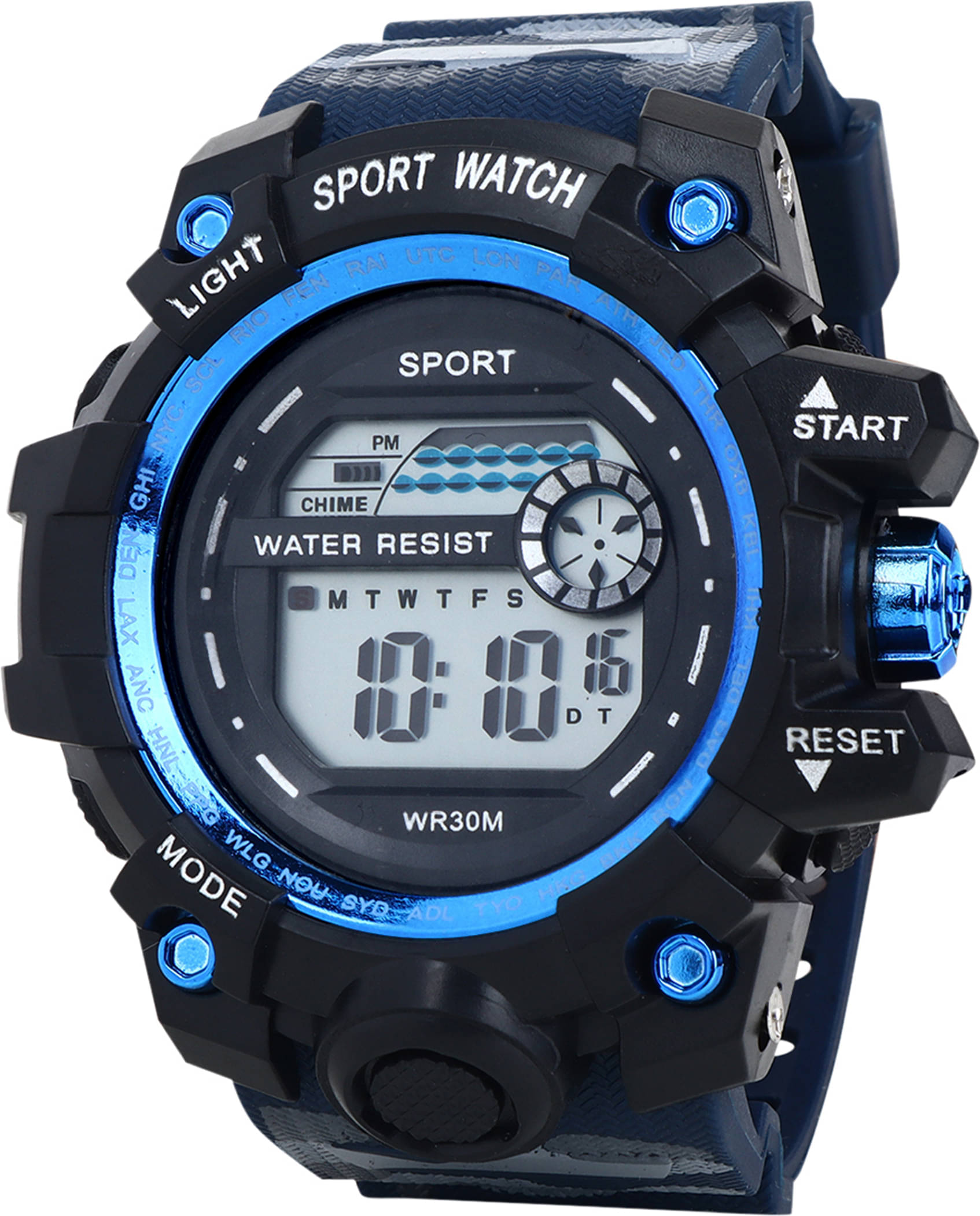     			TERIZLA Blue Silicon Digital Men's Watch