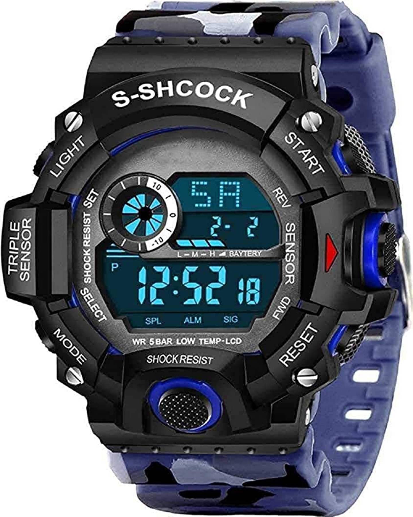     			TERIZLA Blue Silicon Digital Men's Watch