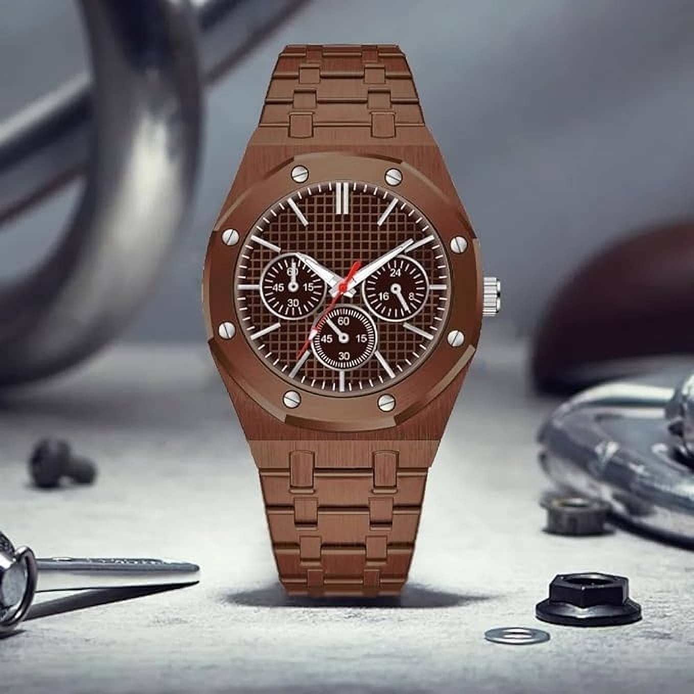     			TERIZLA Brown Fabric Analog Men's Watch