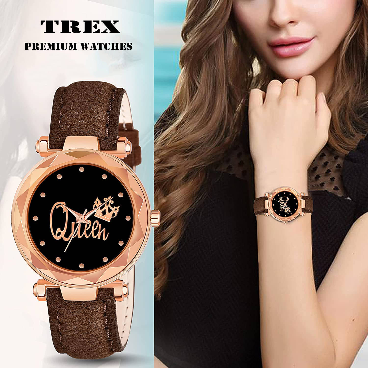     			TERIZLA Brown PU Analog Men's Watch