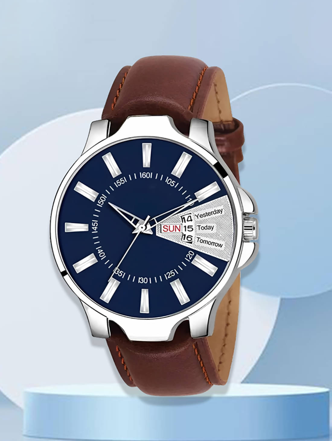     			TERIZLA Brown PU Analog Men's Watch
