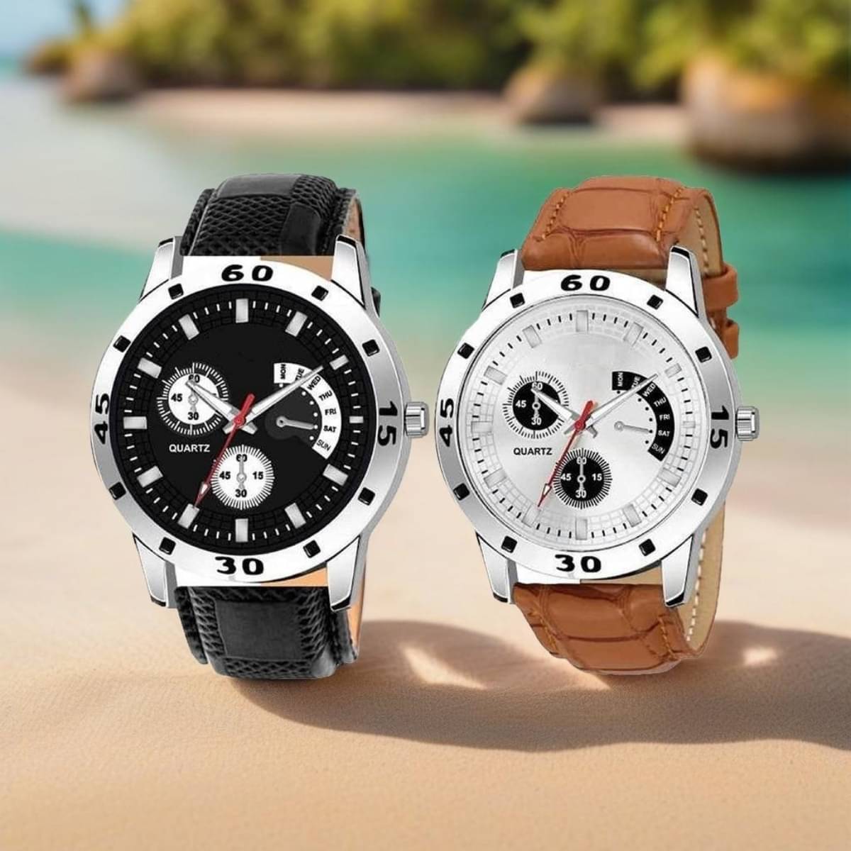     			TERIZLA Brown PU Analog Men's Watch