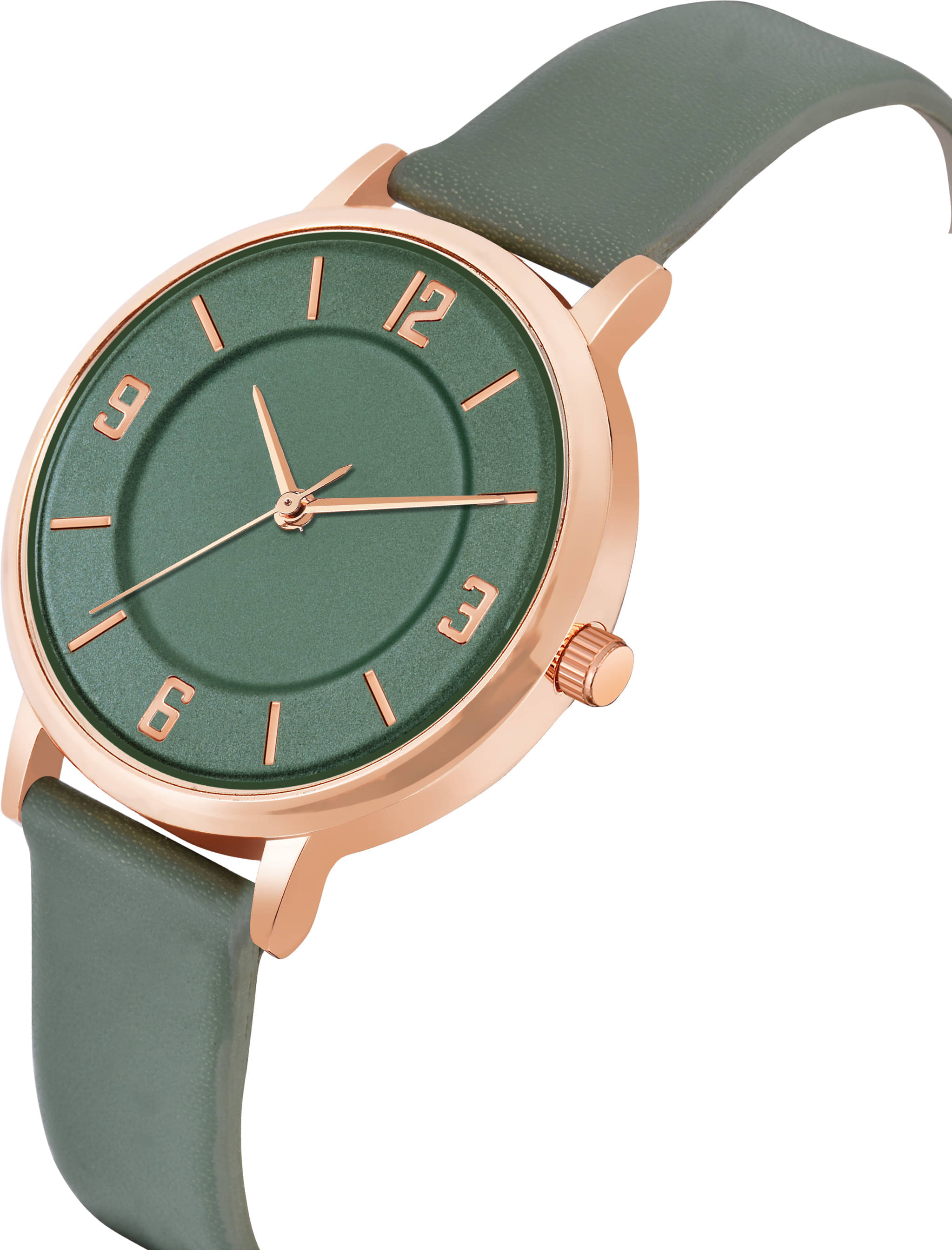     			TERIZLA Green PU Analog Men's Watch