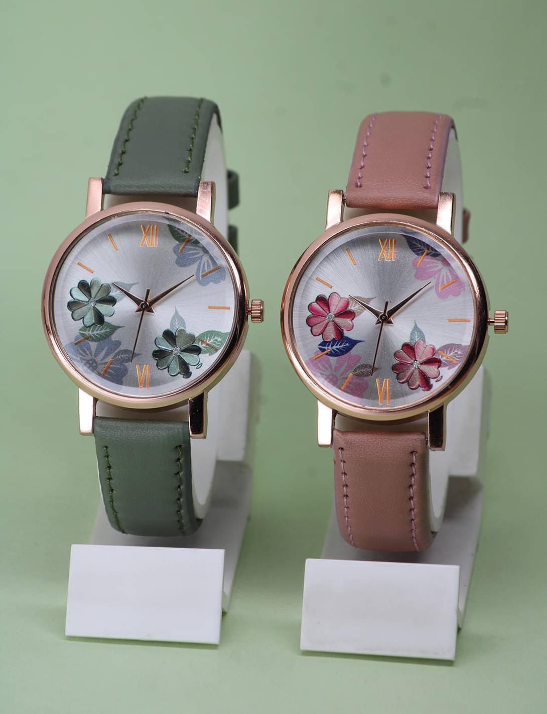     			TERIZLA Green PU Analog Men's Watch
