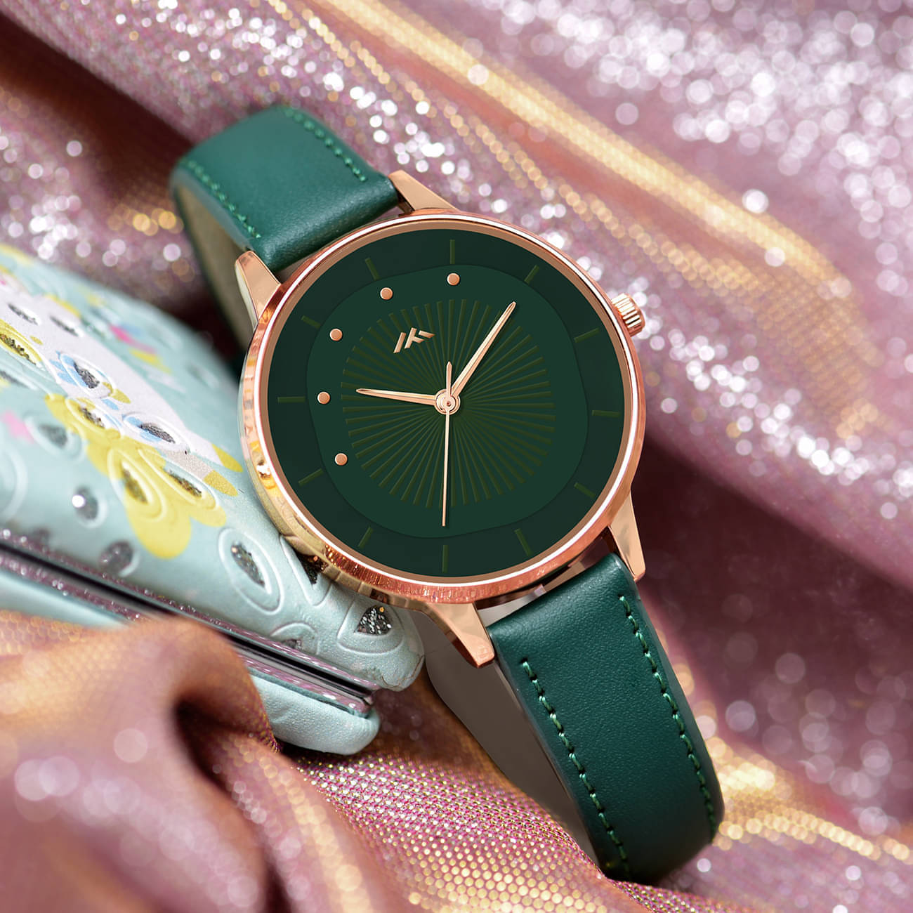     			TERIZLA Green PU Analog Men's Watch