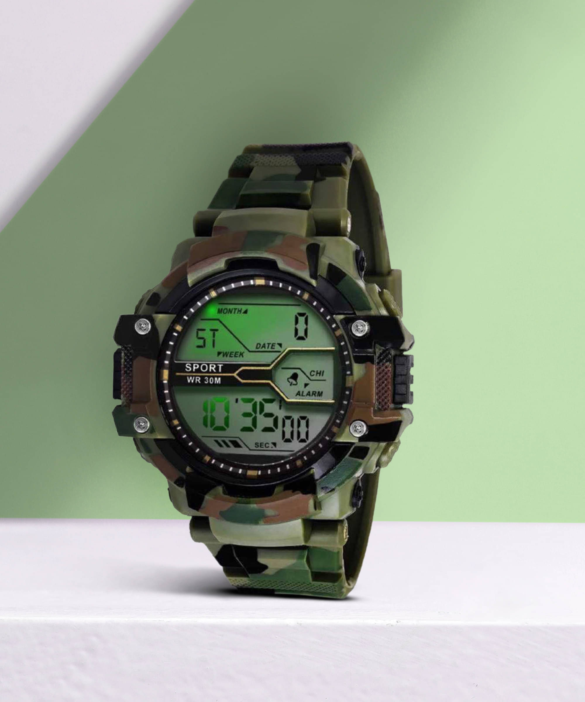     			TERIZLA Green Silicon Analog-Digital Men's Watch