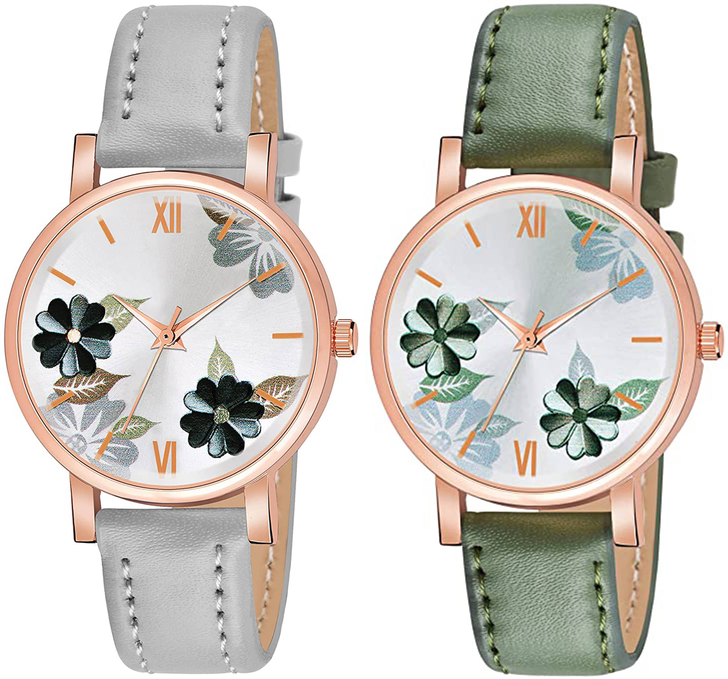     			TERIZLA Light Grey PU Analog Womens Watch