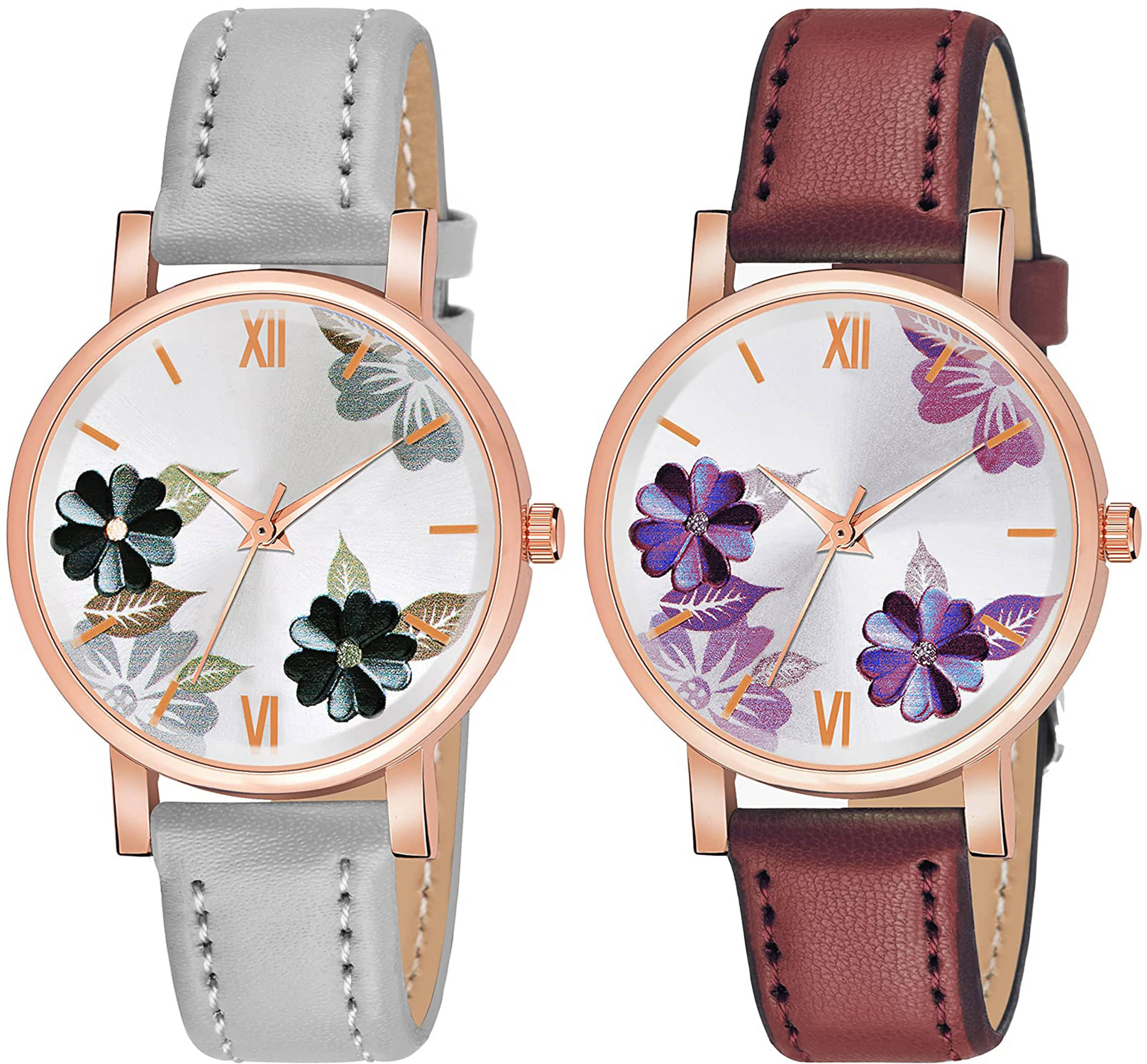     			TERIZLA Light Grey PU Analog Womens Watch