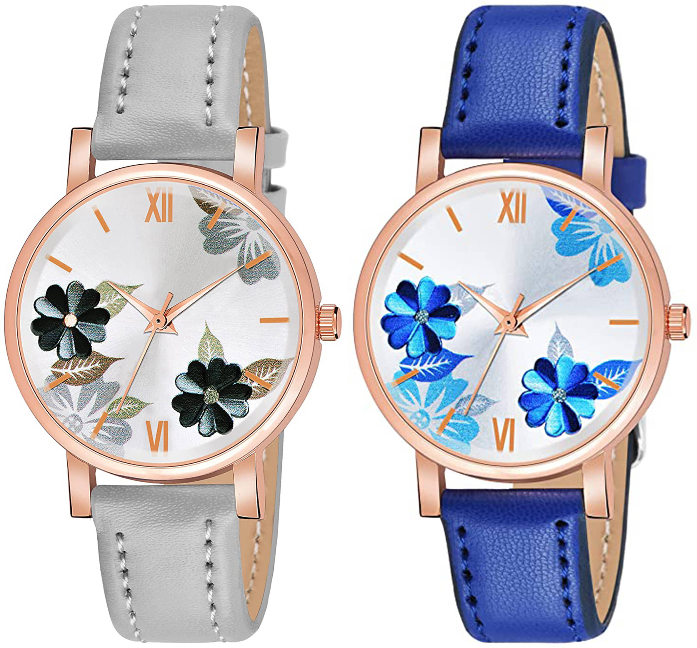     			TERIZLA Light Grey PU Analog Womens Watch