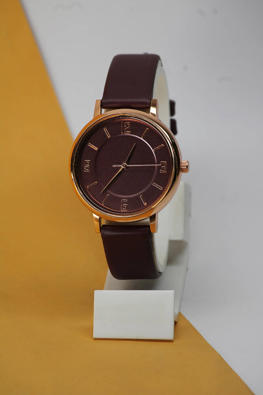     			TERIZLA Maroon PU Analog Men's Watch