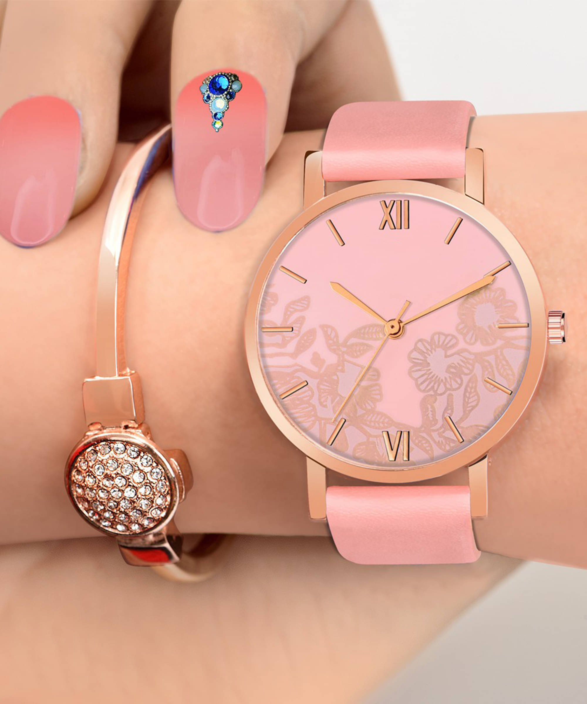     			TERIZLA Peach PU Analog Men's Watch