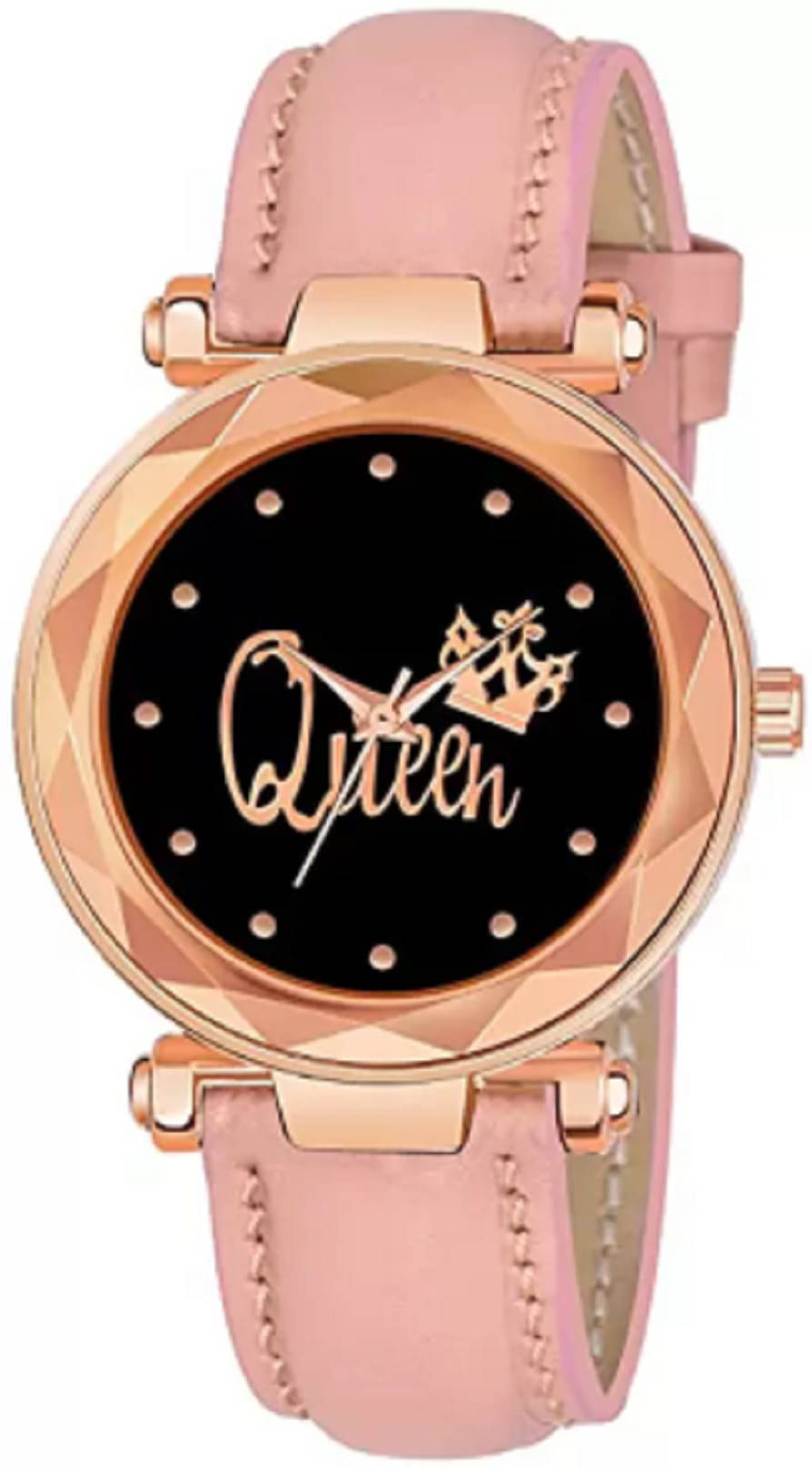     			TERIZLA Pink Leather Analog Womens Watch
