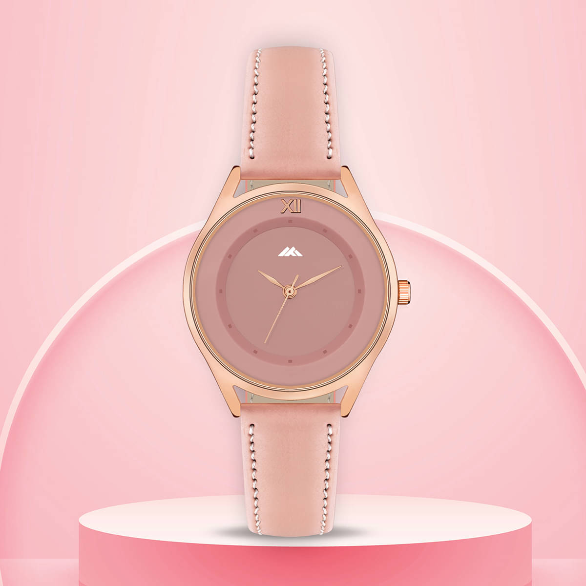     			TERIZLA Pink PU Analog Womens Watch
