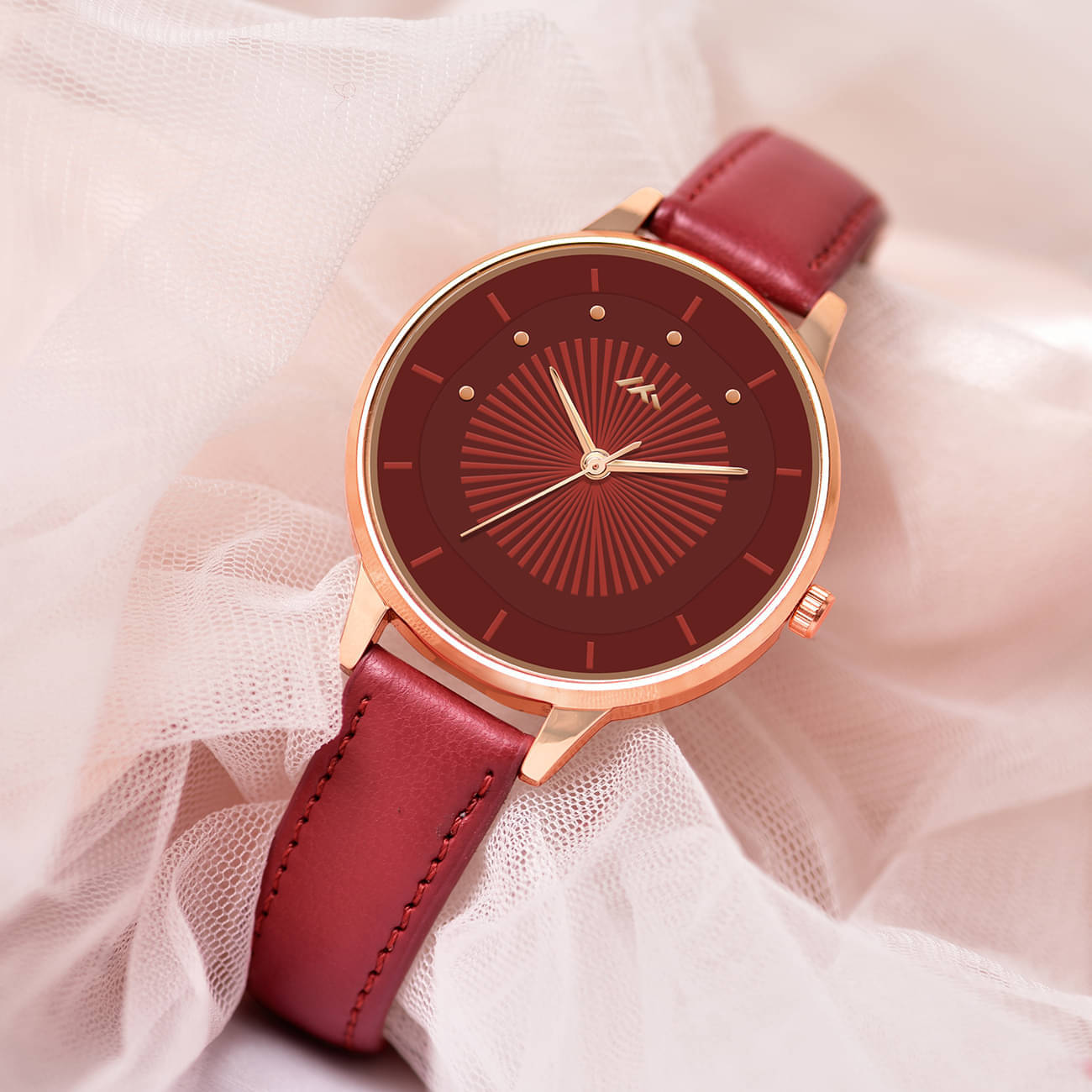     			TERIZLA Red PU Analog Men's Watch