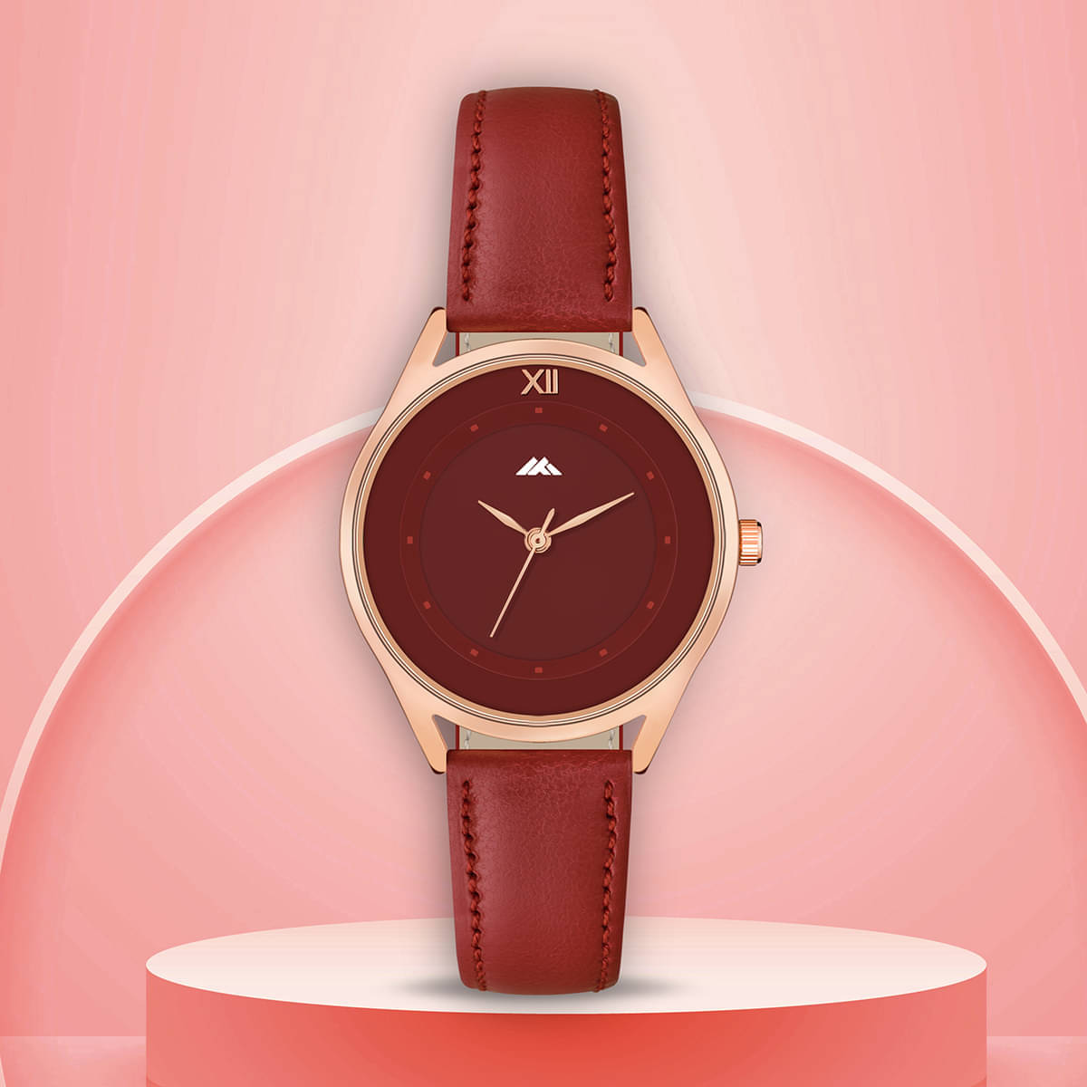     			TERIZLA Red PU Analog Men's Watch