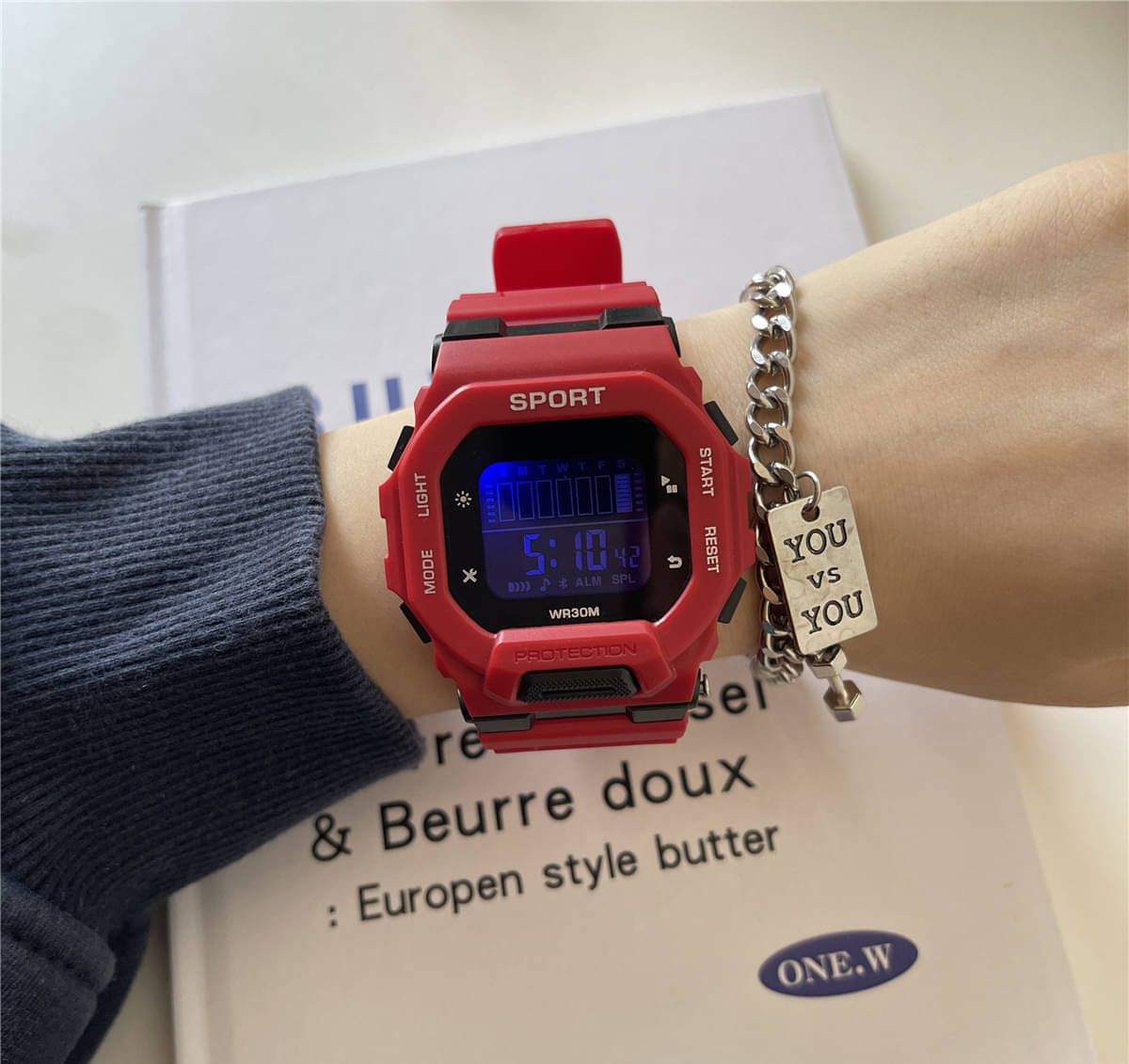     			TERIZLA Red Silicon Digital Men's Watch