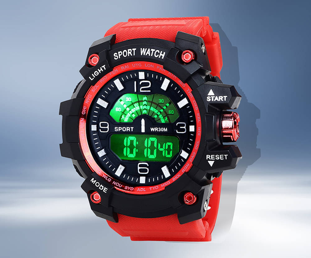     			TERIZLA Red Silicon Digital Men's Watch