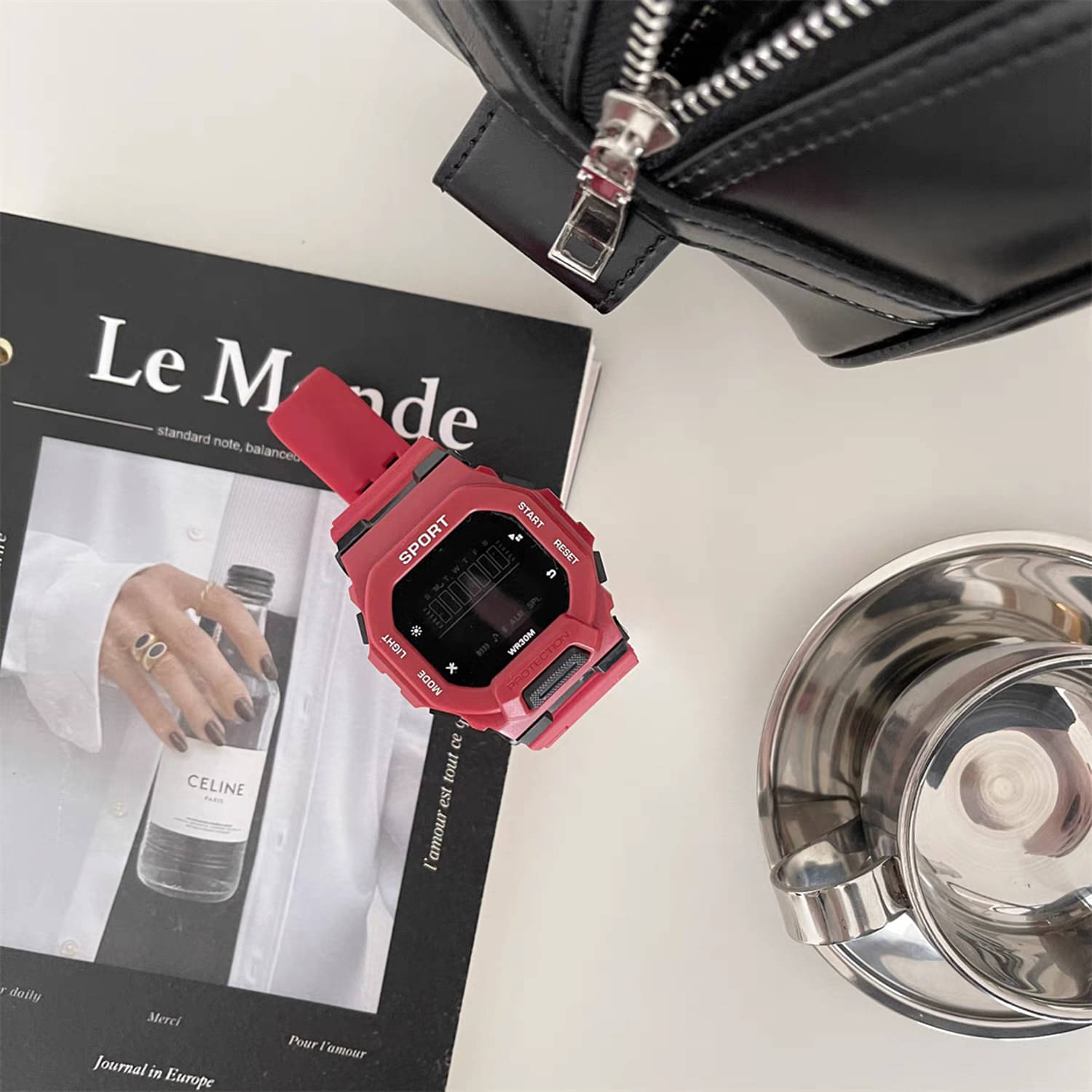     			TERIZLA Red Silicon Digital Men's Watch