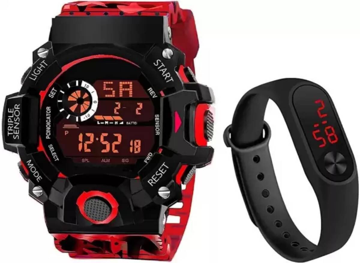     			TERIZLA Red Silicon Digital Men's Watch