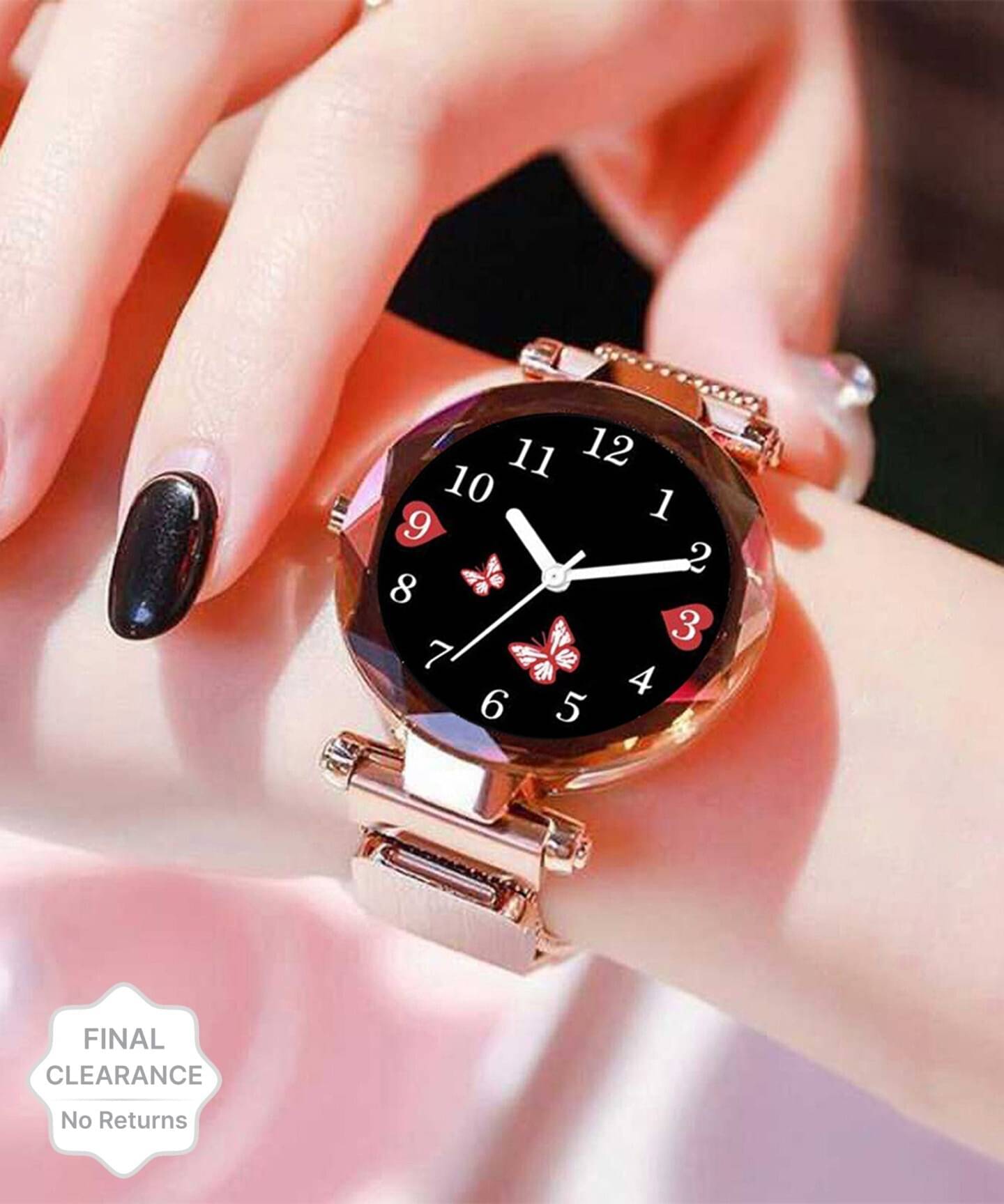     			TERIZLA Rose Gold Fabric Analog Men's Watch