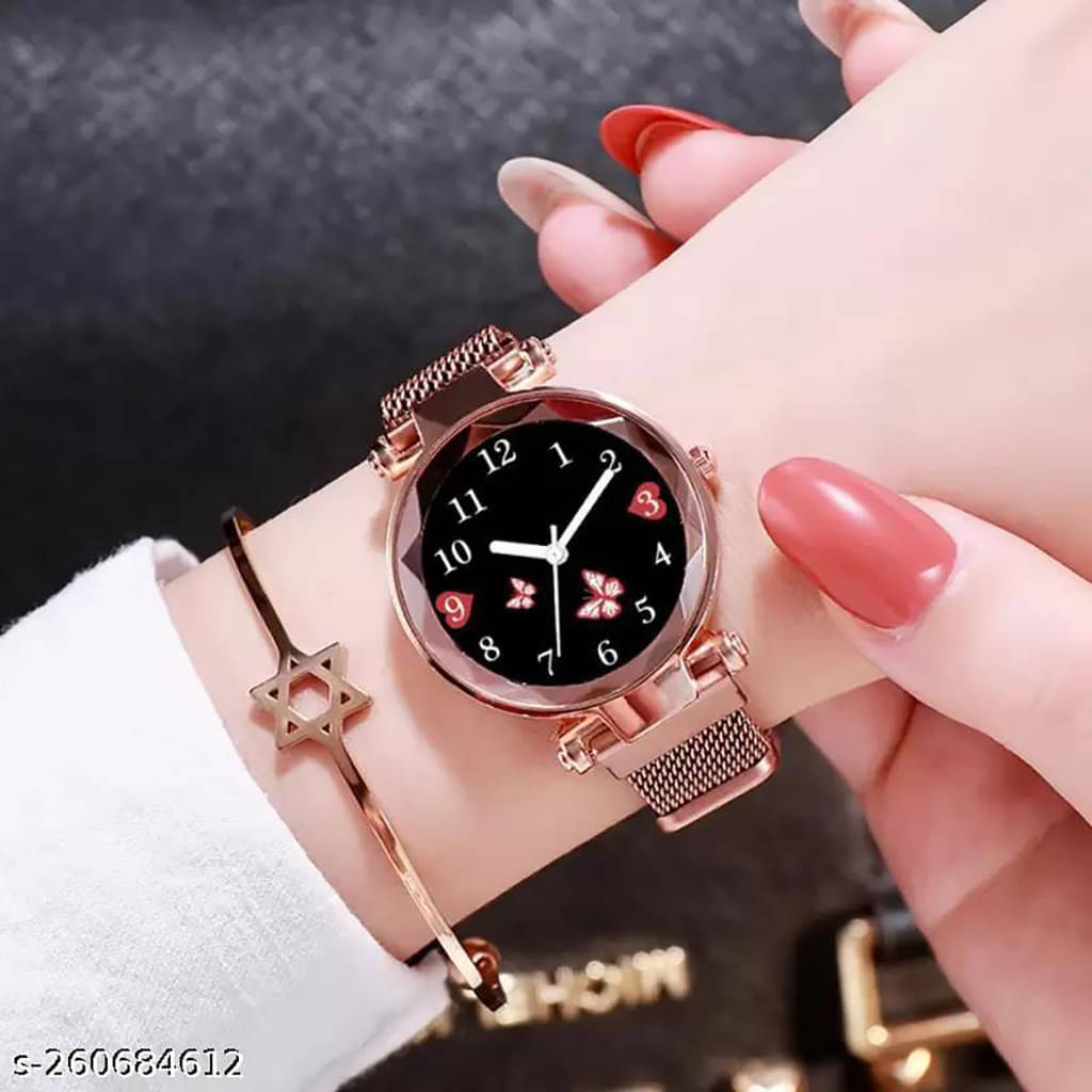     			TERIZLA Rose Gold Fabric Analog Womens Watch
