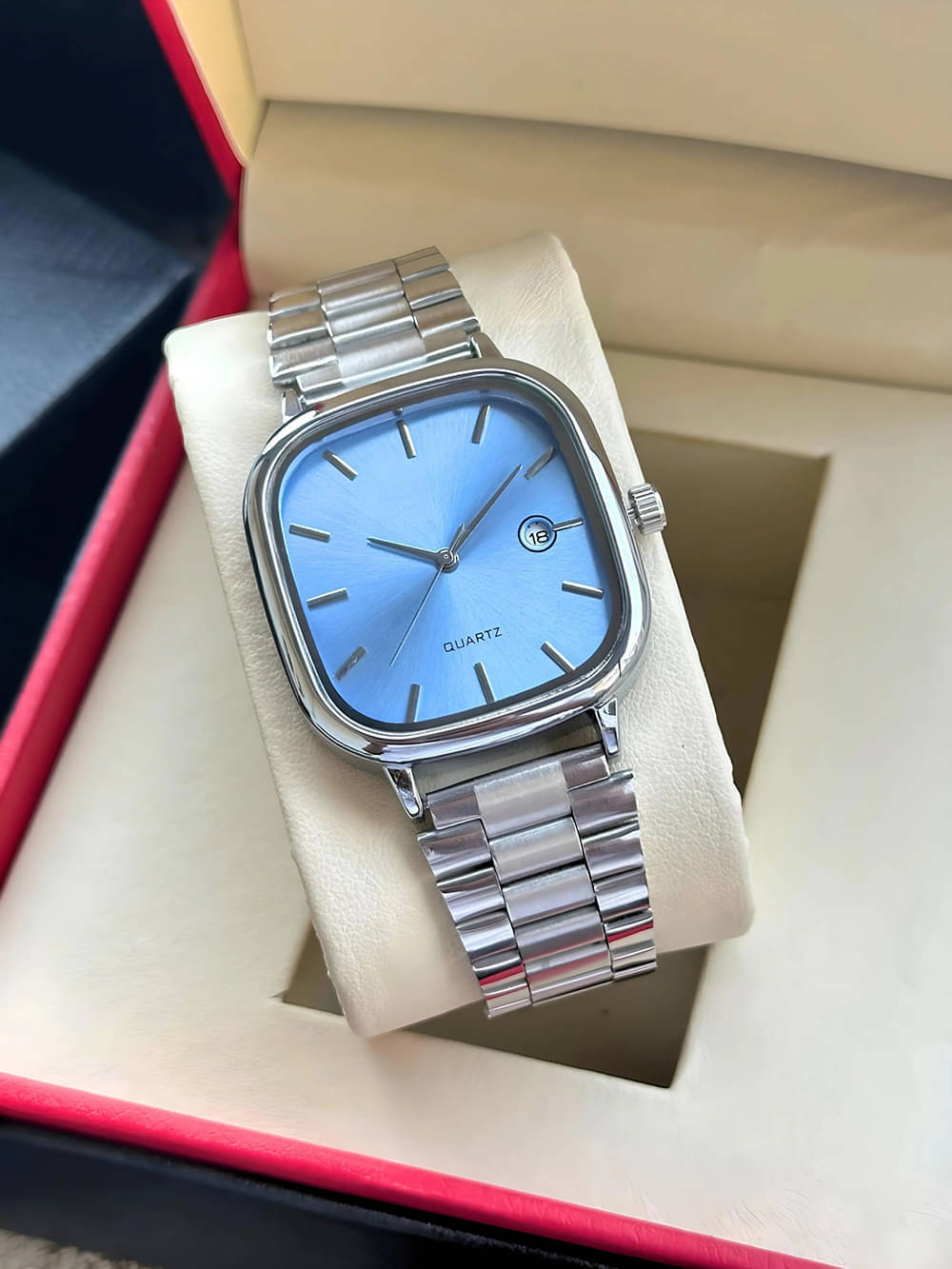     			TERIZLA Silver Stainless Steel Analog Men's Watch