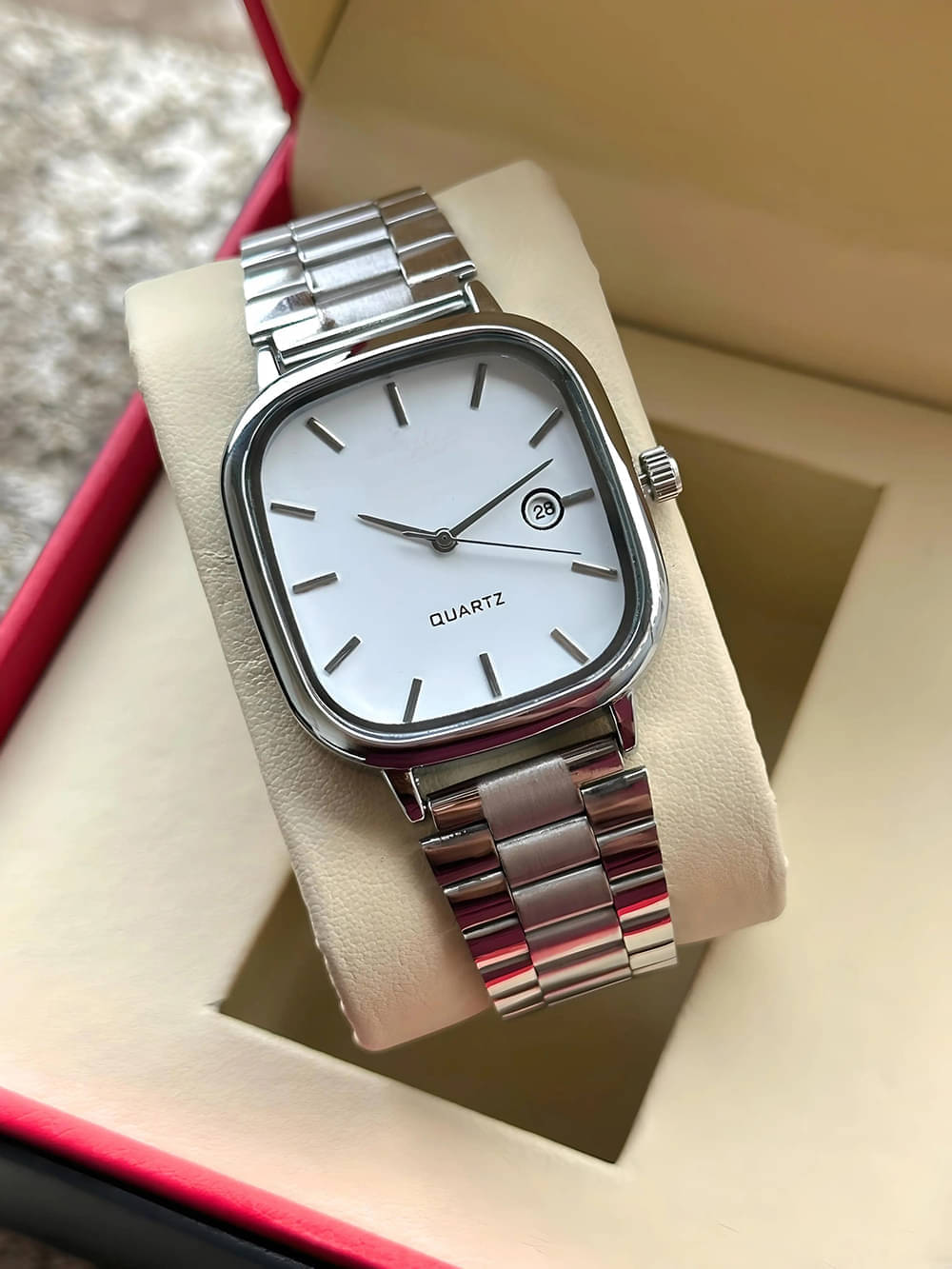     			TERIZLA Silver Stainless Steel Analog Men's Watch