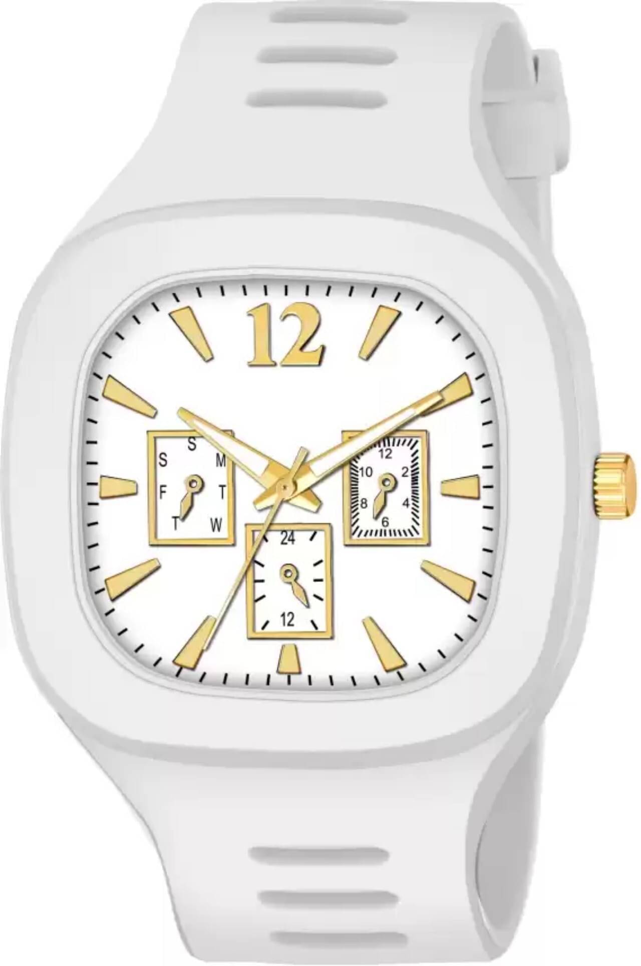     			TERIZLA White Silicon Analog Men's Watch
